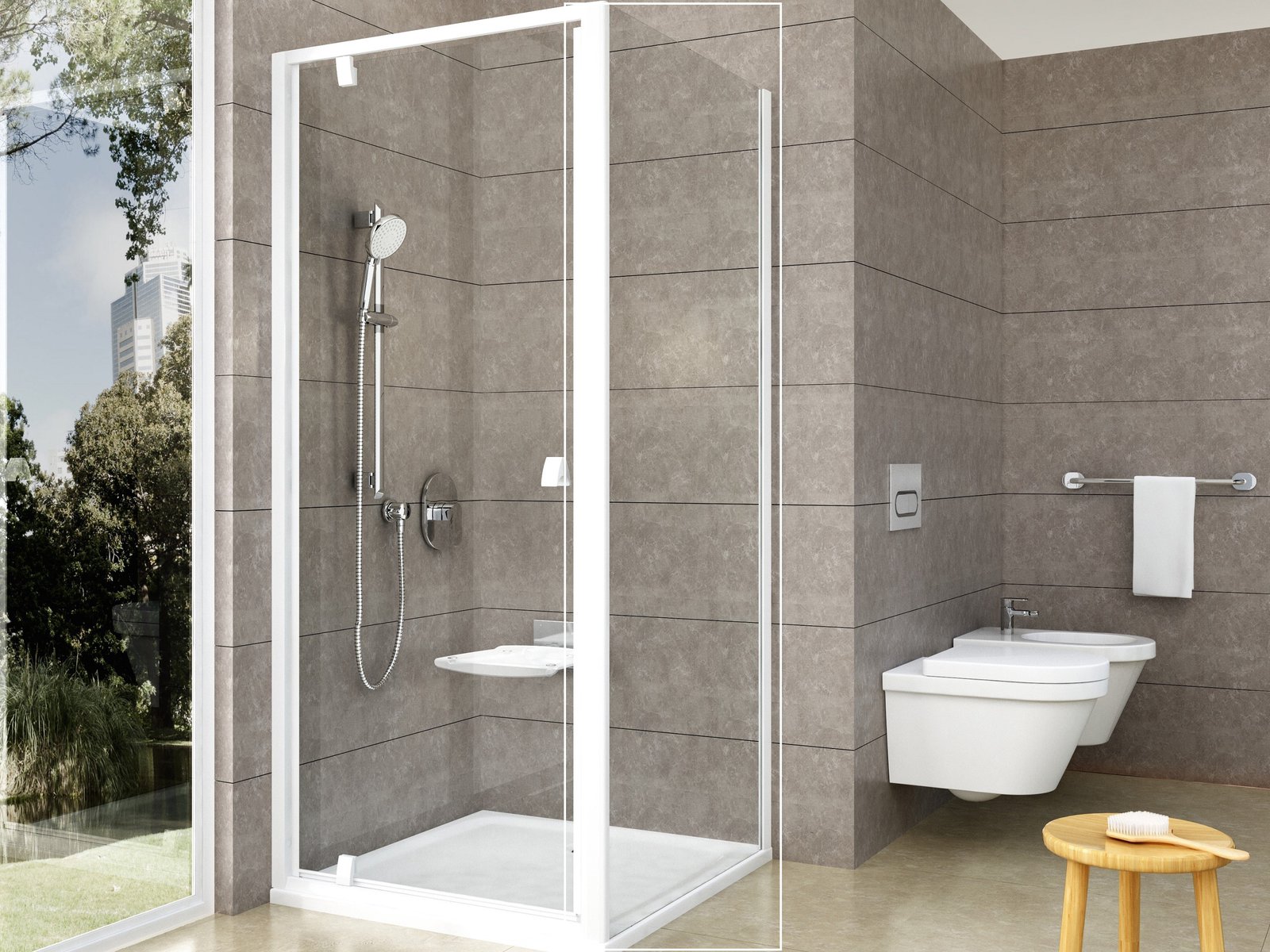 Ravak Pivot stena sprchovacieho kúta 100 cm biela lesklý/sklo priehľadné 90GA0100Z1