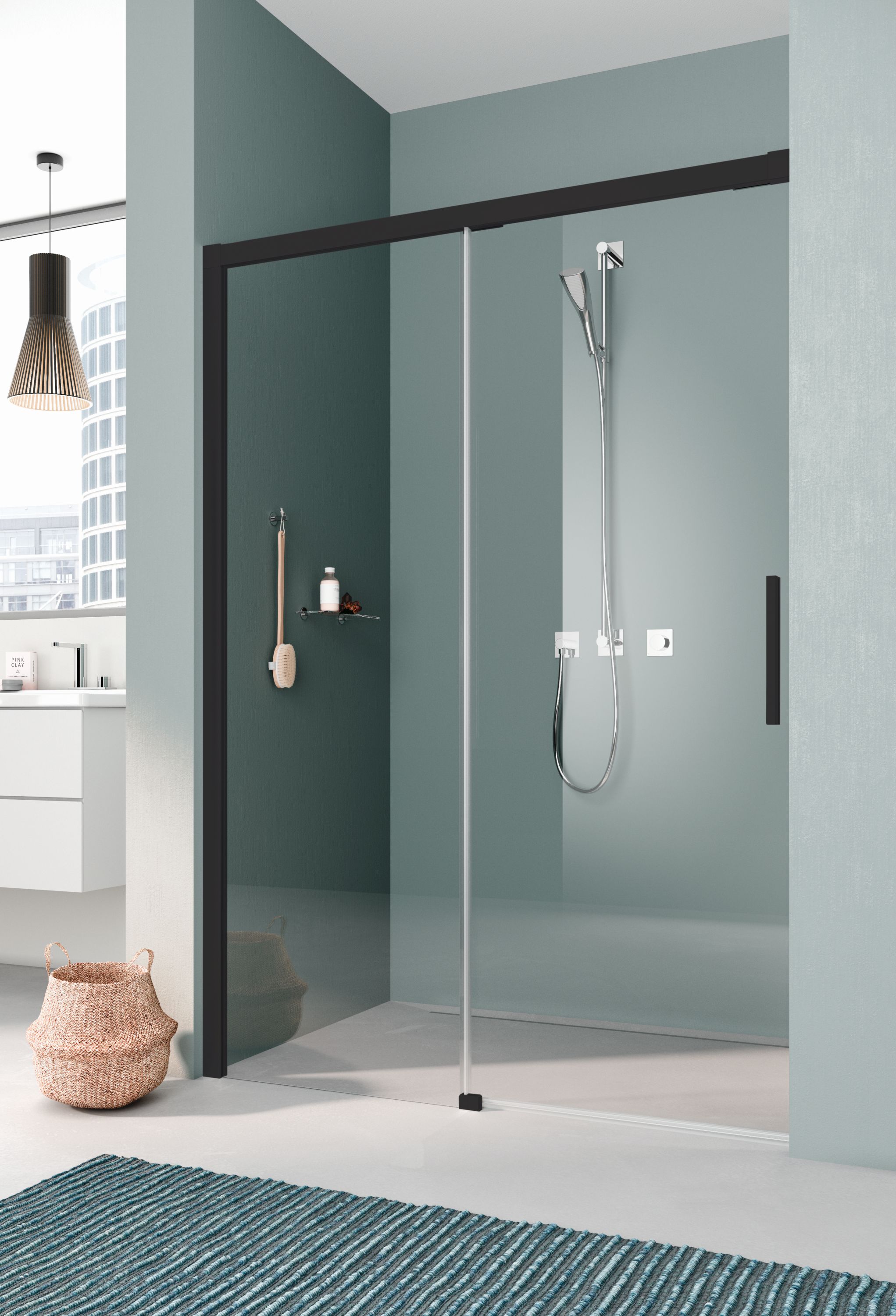 Kermi Nica czarna NIL2L sprchové dvere 160 cm posuvné čierna matná/priehľadné sklo NIL2L160203PK