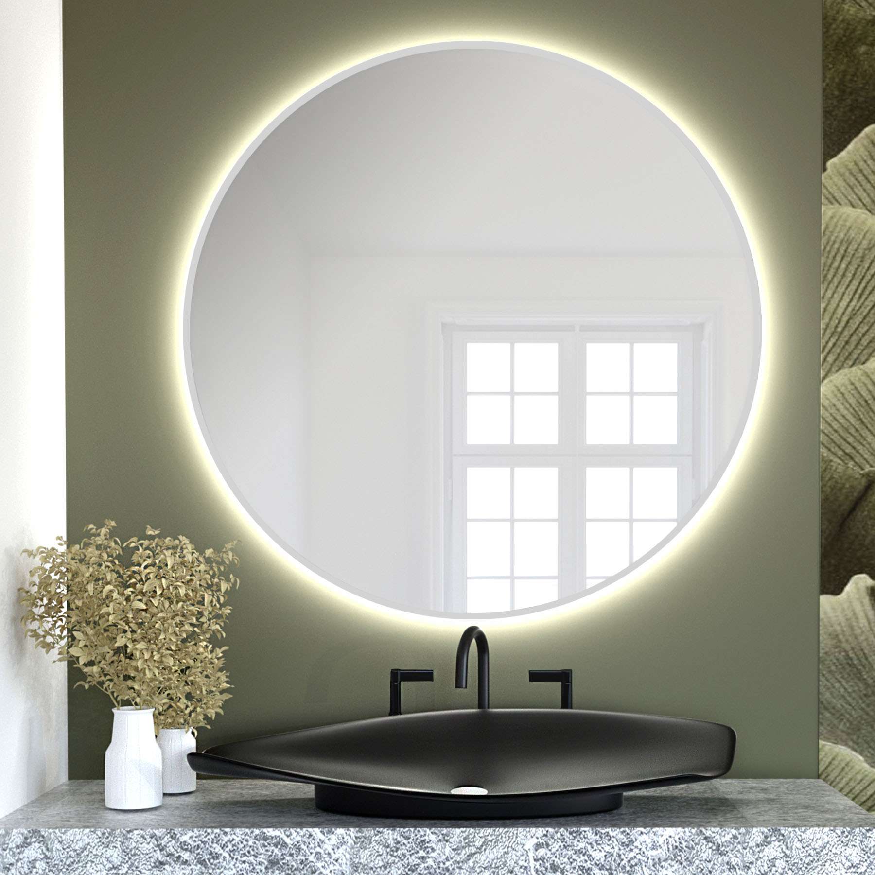 Smartwoods Bright zrkadlo 100x100 cm okrúhly s osvetlením biela 5904107900483