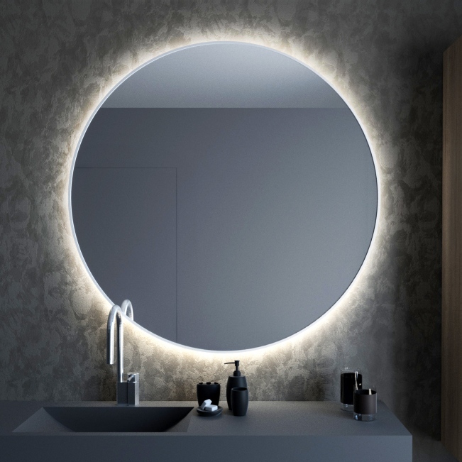 Smartwoods Bright zrkadlo 100x100 cm okrúhly s osvetlením biela 5904107900506