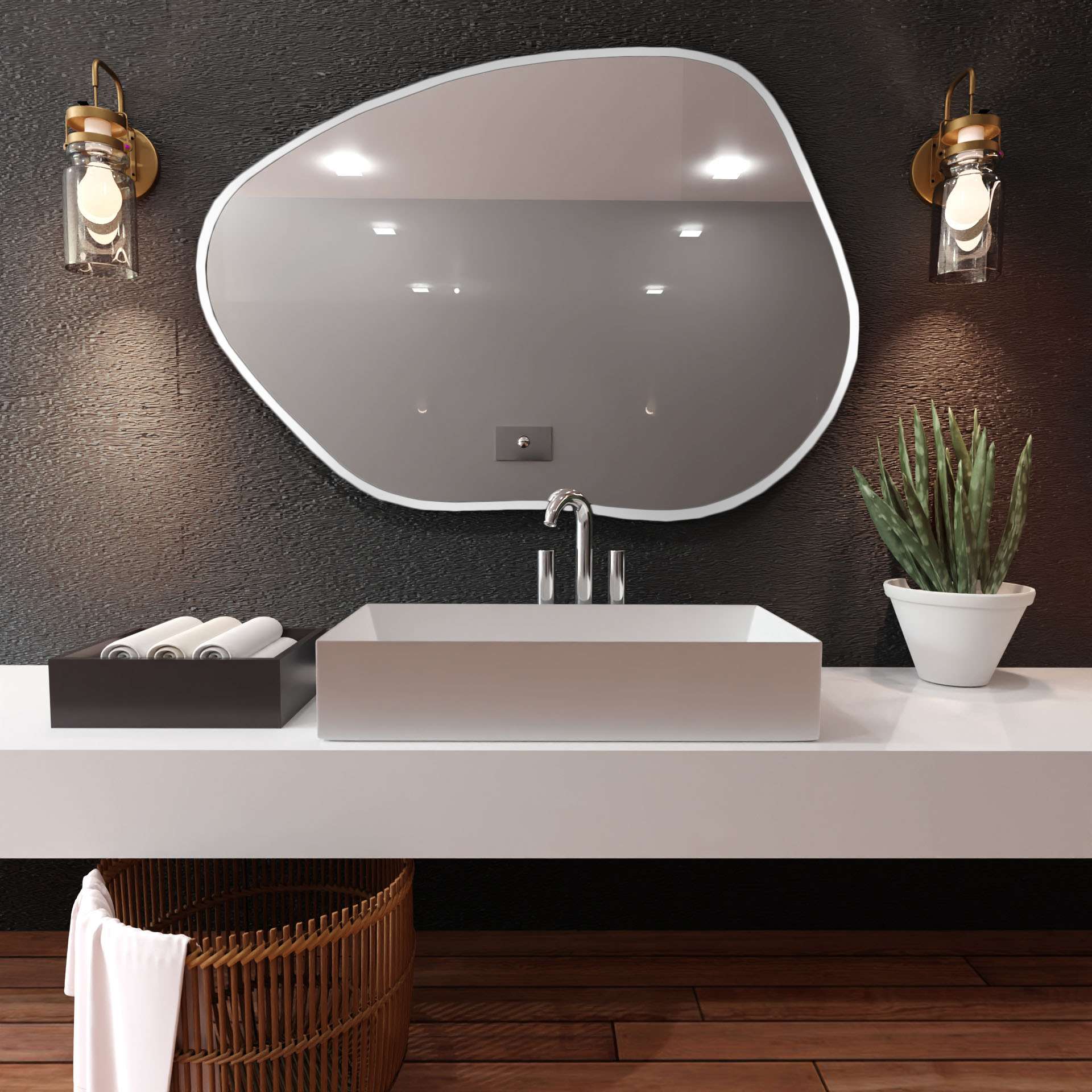 Smartwoods Tiny Borderbright zrkadlo 90x64 cm s osvetlením biela 5904107901107