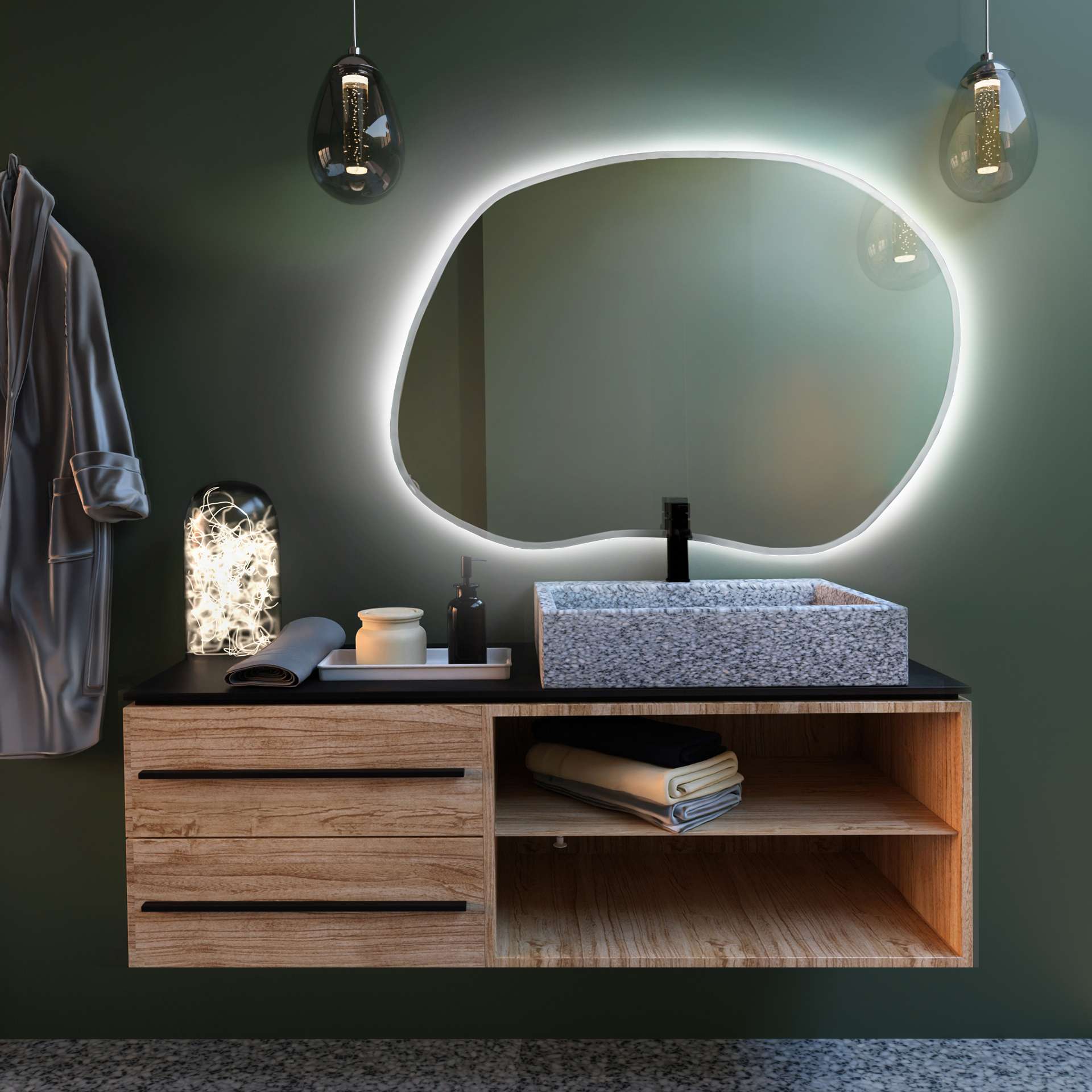 Smartwoods Tiny Borderbright zrkadlo 80x57 cm s osvetlením biela 5904107901701
