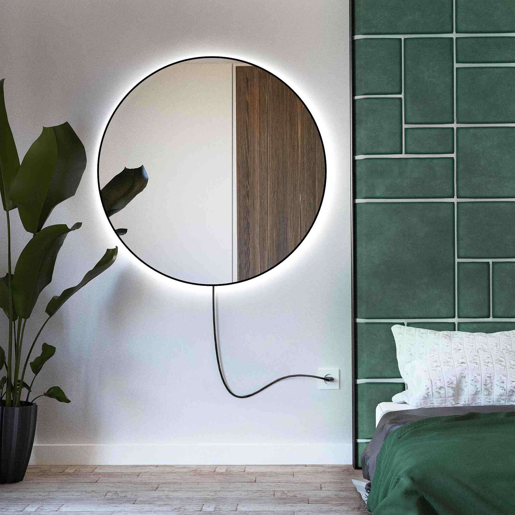 Smartwoods Electra zrkadlo 80x80 cm okrúhly s osvetlením čierna 5904107903903