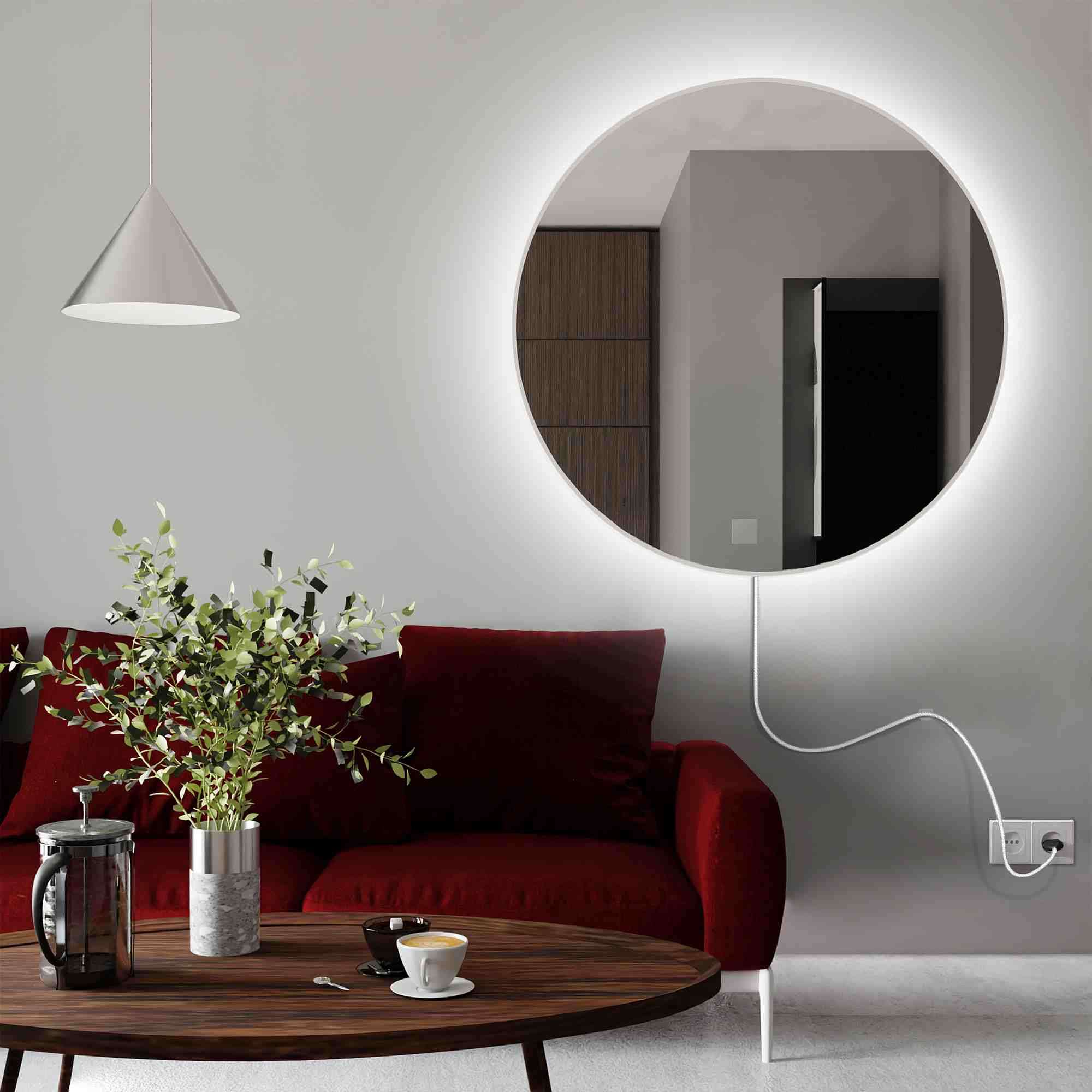 Smartwoods Electra zrkadlo 90x90 cm okrúhly s osvetlením biela 5904107903996