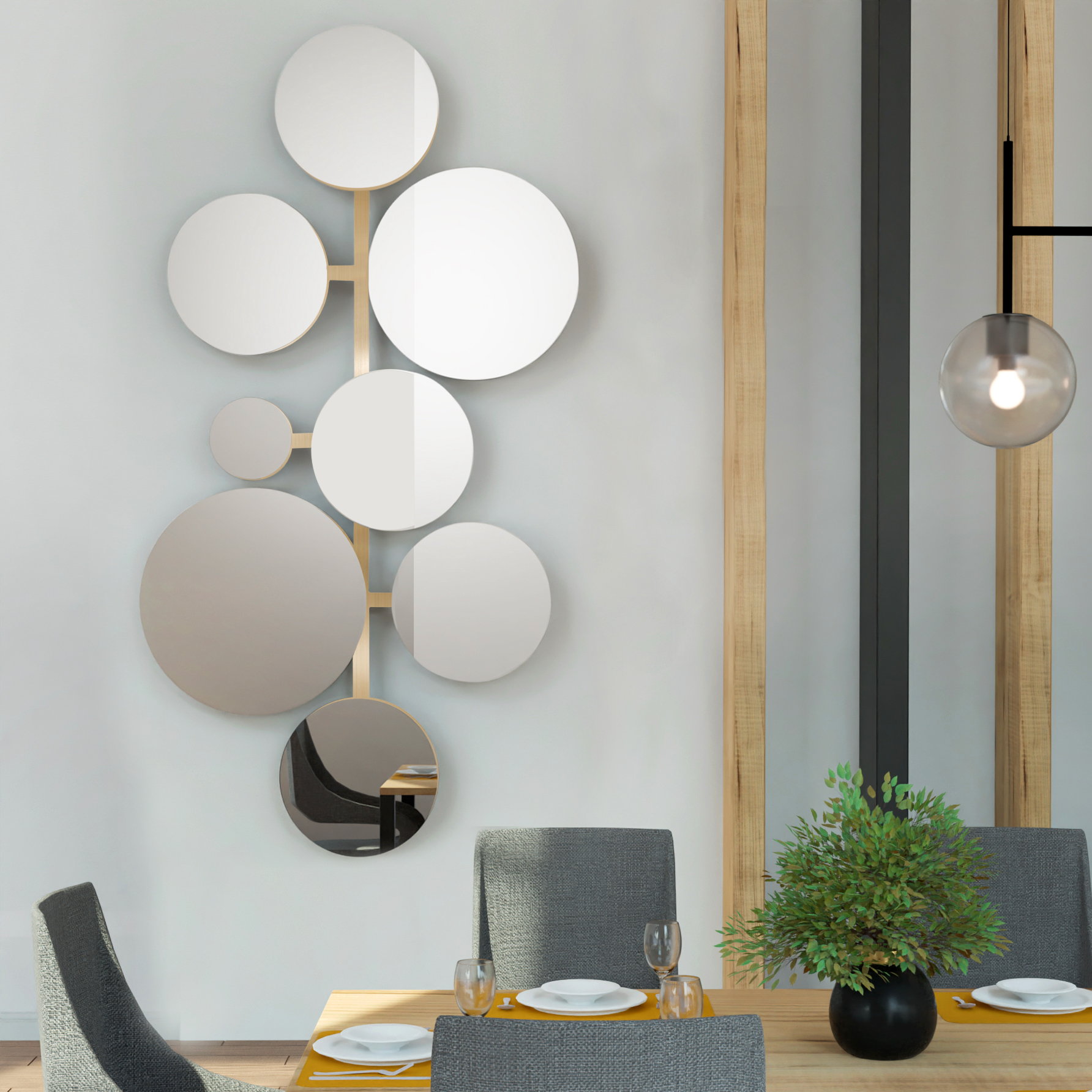 Baltica Design Molecua zrkadlo 60x110 cm okrúhly zlatá 5904107904597