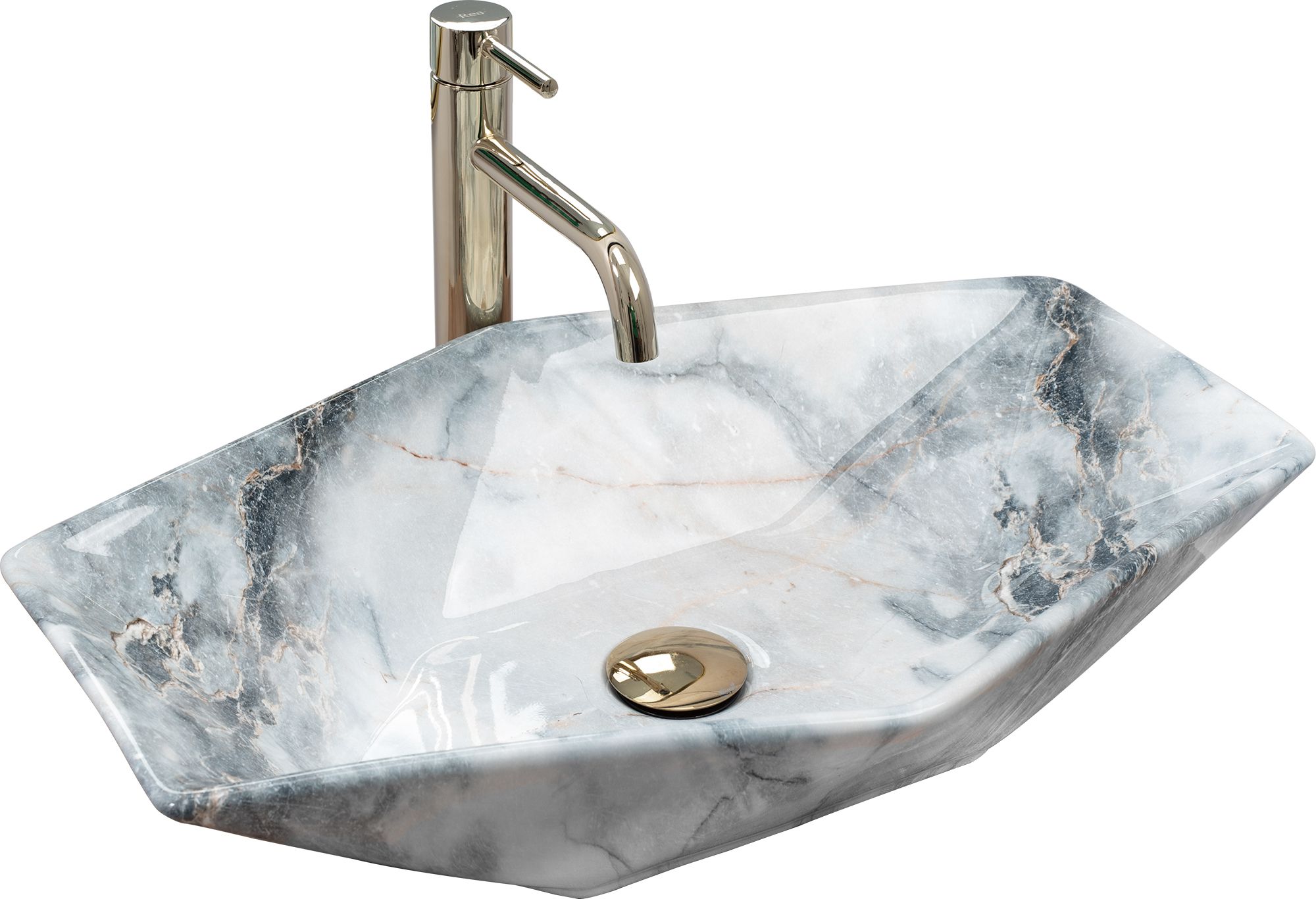 Rea Vegas Granit umývadlo 57x37 cm pultové umývadlo sivá/kamenná REA-U5602