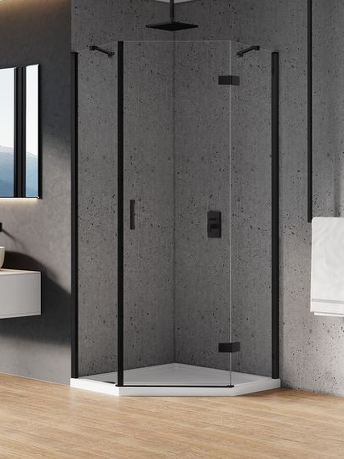 New Trendy New Azura Black sprchovací kút 90x90 cm čierna matné/priehľadné sklo K-0668