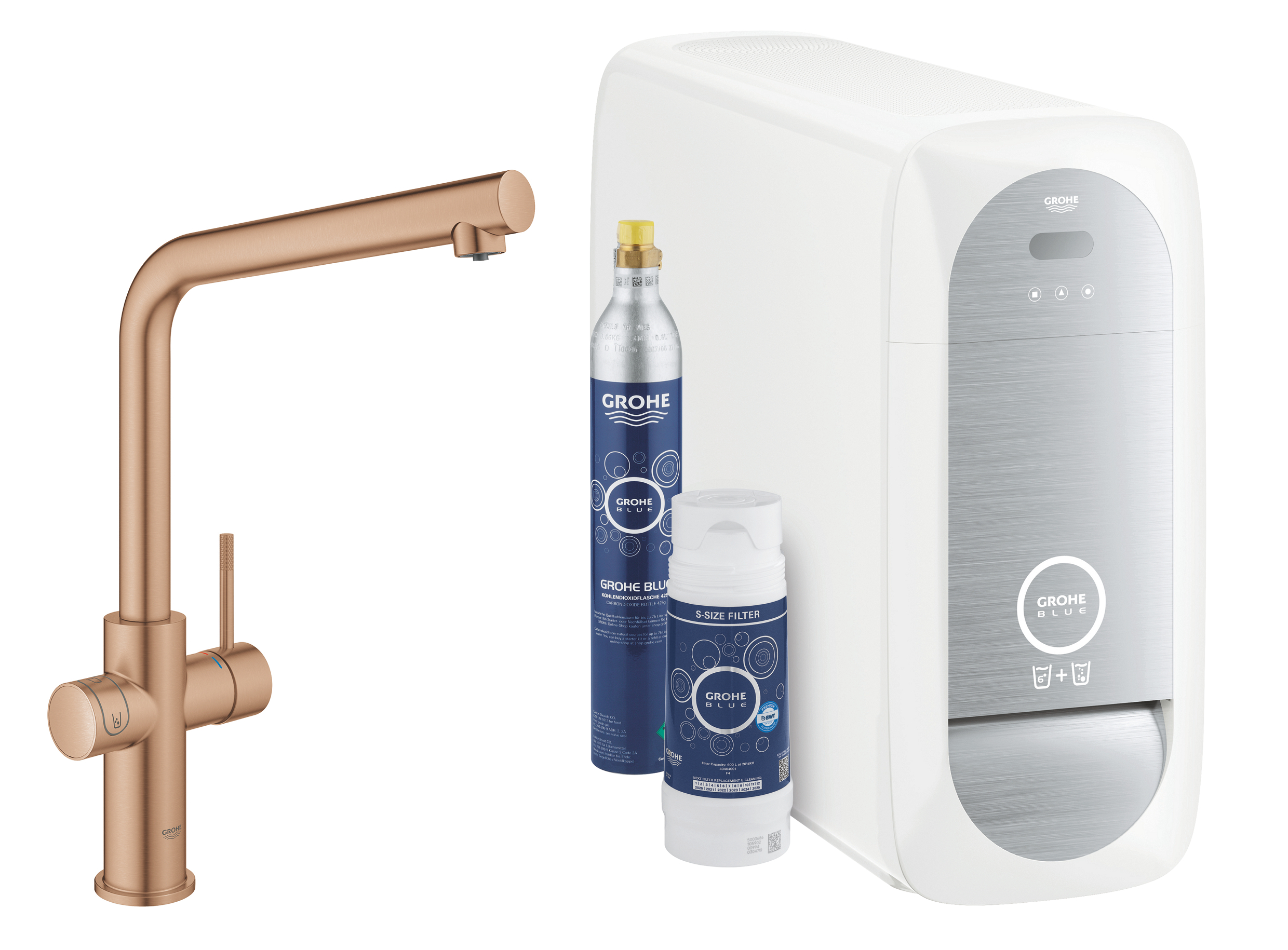 Grohe Blue kuchynská batéria s filtrom stojánková Brushed Warm Sunset 31454DL1