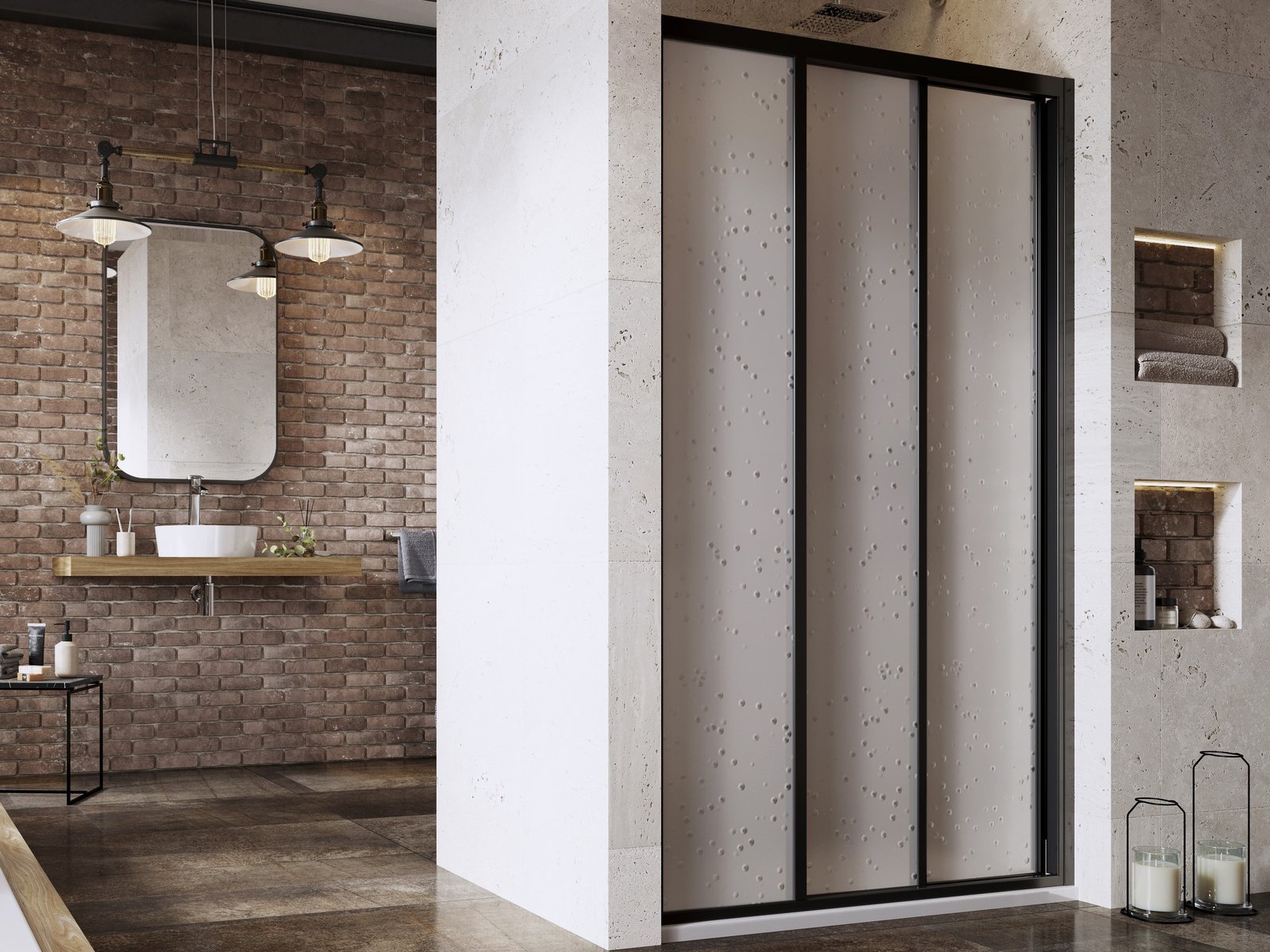 Ravak Supernova sprchové dvere 100 cm posuvné čierna matná/materiál polystyrén 00VA03R211