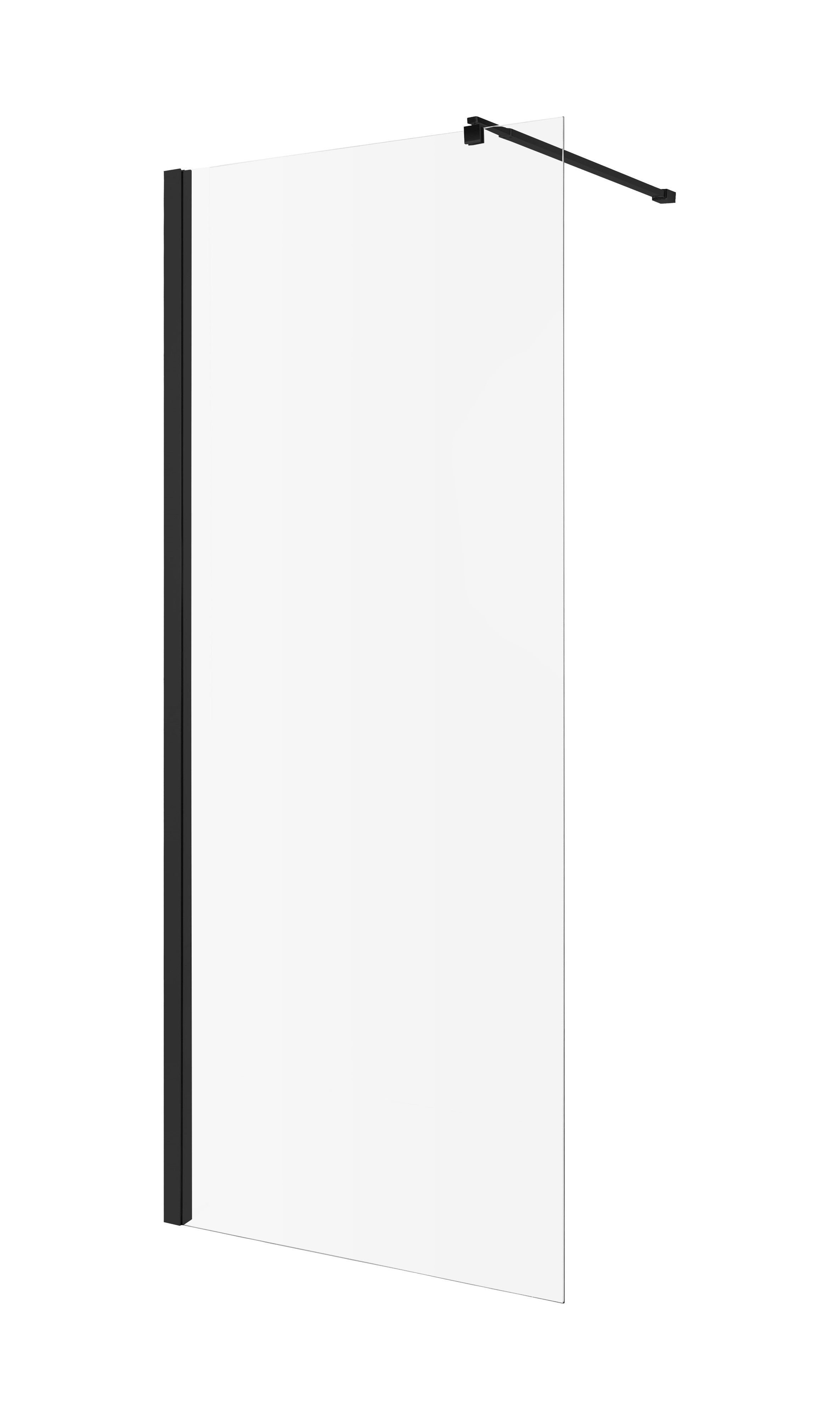 Invena stena sprchového kúta walk -in 110 cm čierna matný/sklo priehľadné AK-32-114