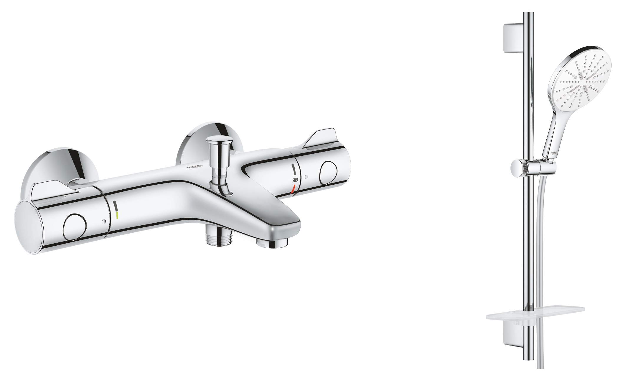 Set vaňová/sprchová batéria Grohe Grohtherm 800 34567000, sprchová súprava Grohe Vitalio SmartActive 26598000