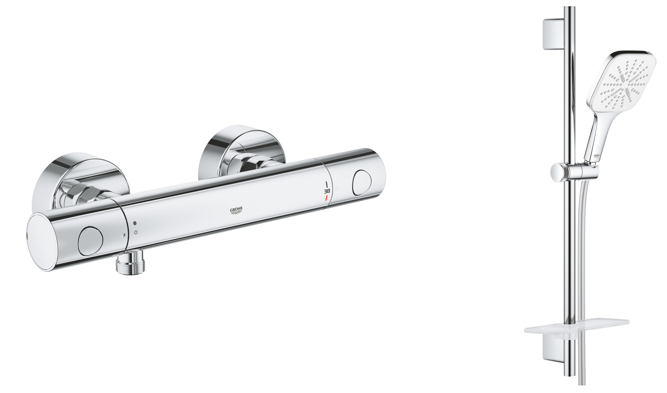 Set sprchová batéria Grohe Grohtherm 800 Cosmopolitan 34765000, sprchová súprava Grohe Vitalio SmartActive 26596000