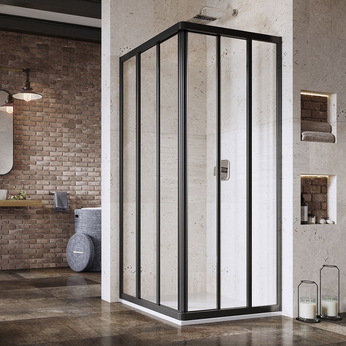 Ravak Supernova sprchové dvere 80 cm posuvné čierna matná/priehľadné sklo 15V403R2Z1