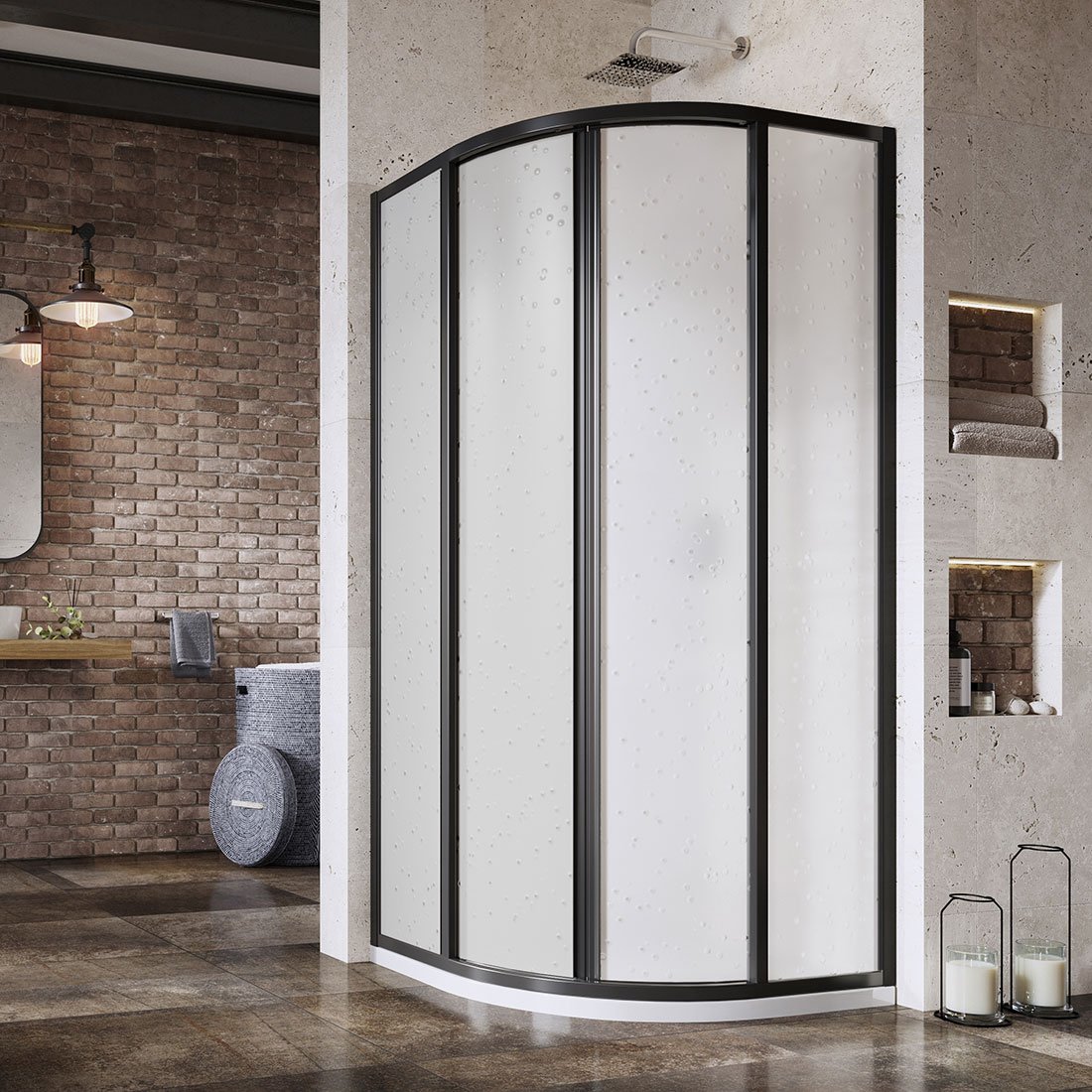 Ravak Supernova sprchovací kút 80x80 cm polkruhová čierna matné/materiál polystyrén 3114O30211