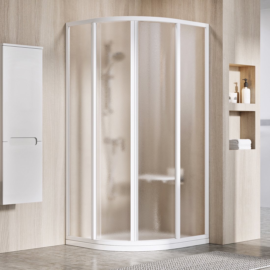 Ravak Supernova sprchovací kút 90x90 cm polkruhová biela lesklé/vzorované sklo 3117O102ZG