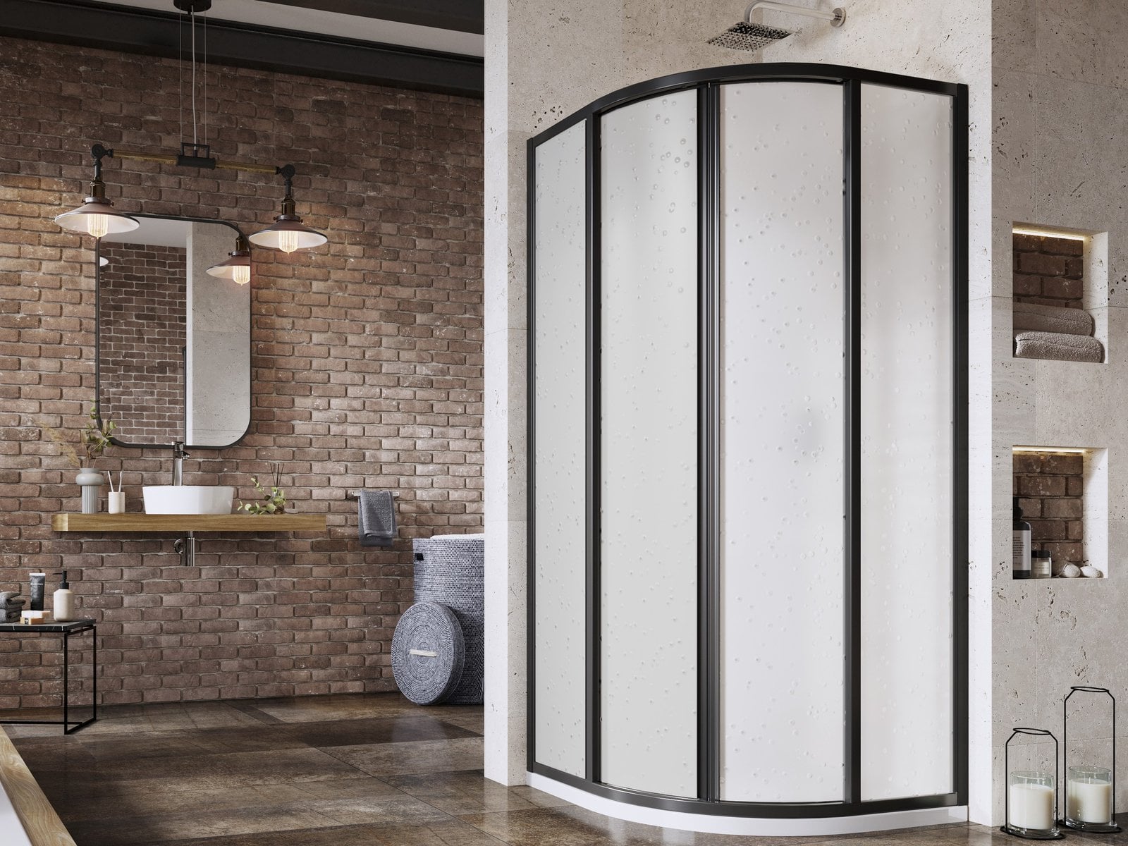 Ravak Supernova sprchovací kút 90x90 cm polkruhová čierna matné/materiál polystyrén 3117O30211