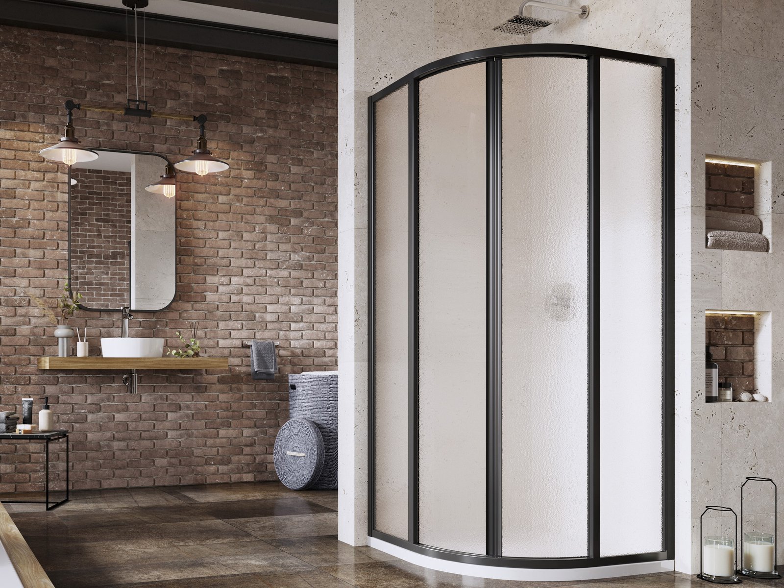 Ravak Supernova sprchovací kút 90x90 cm polkruhová čierna matné/ 3117O302ZG