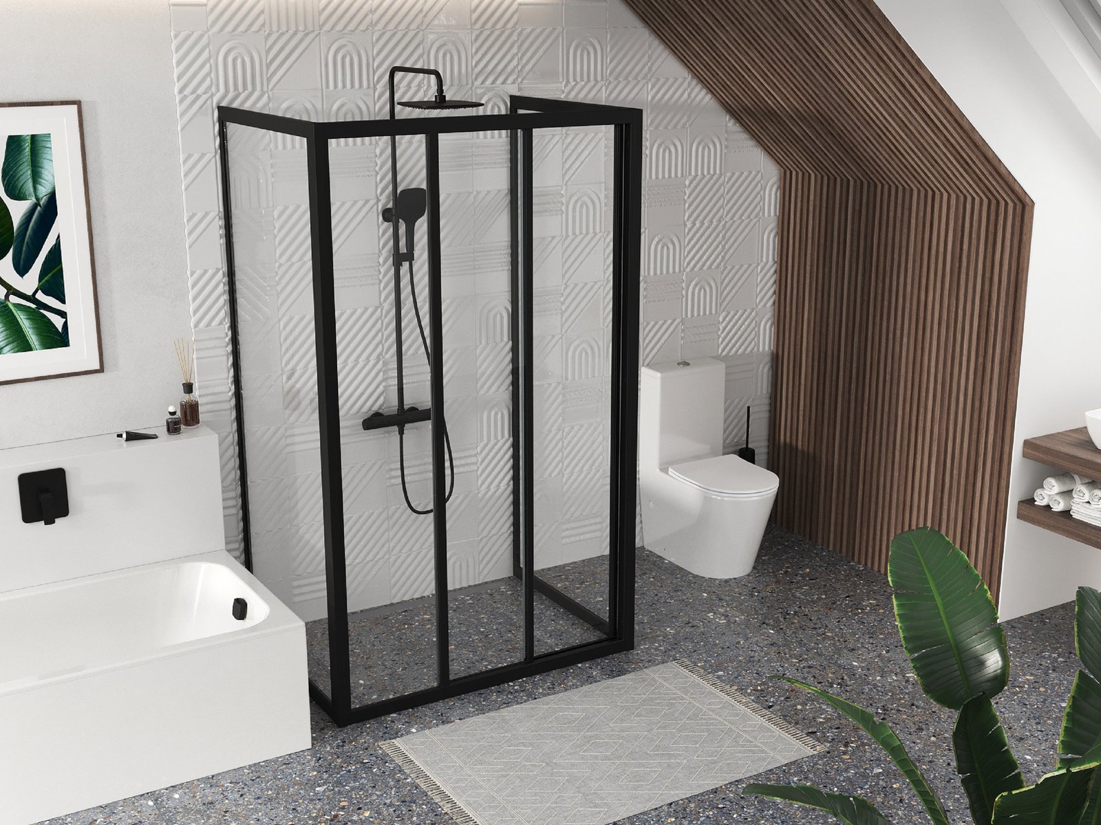 Ravak Supernova stena sprchovacieho kúta 80 cm čierna matný/sklo priehľadné 940403R2Z1