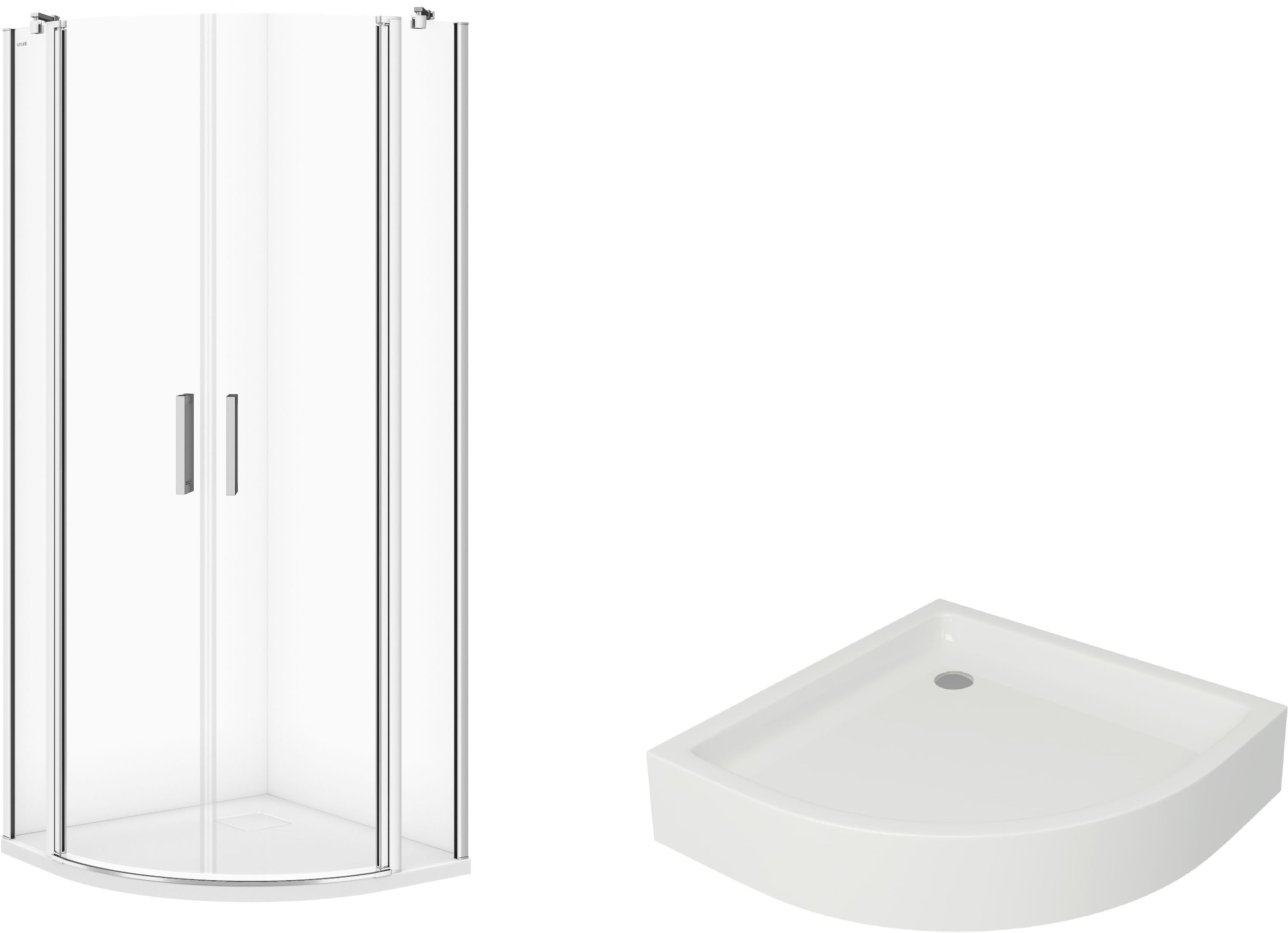 Set sprchovací kút Cersanit Moduo S162-009, polkruhová sprchová vanička Cersanit Tako S204-003