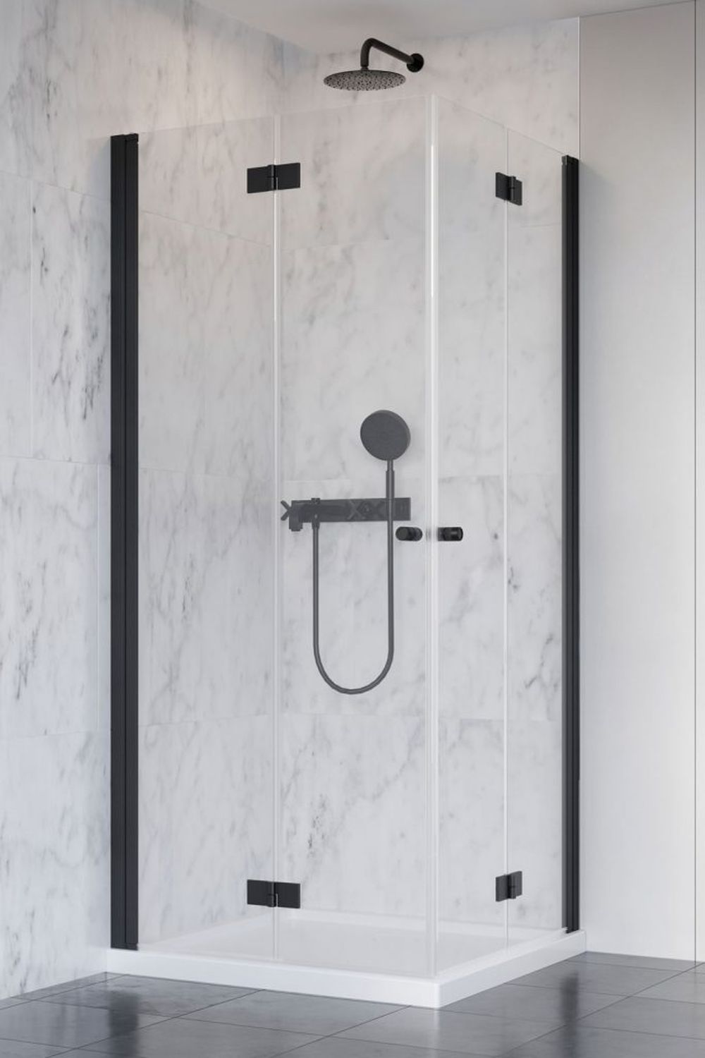 Radaway Nes Black 8 KDD-B sprchovací kút časť pravá 100x100 cm obdĺžniková čierna matné/priehľadné sklo 10074100-54-01R