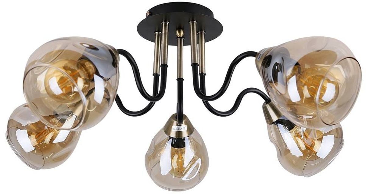 Candellux Unica stropné svietidlo 5x40 W čierna-zlatá 35-00897