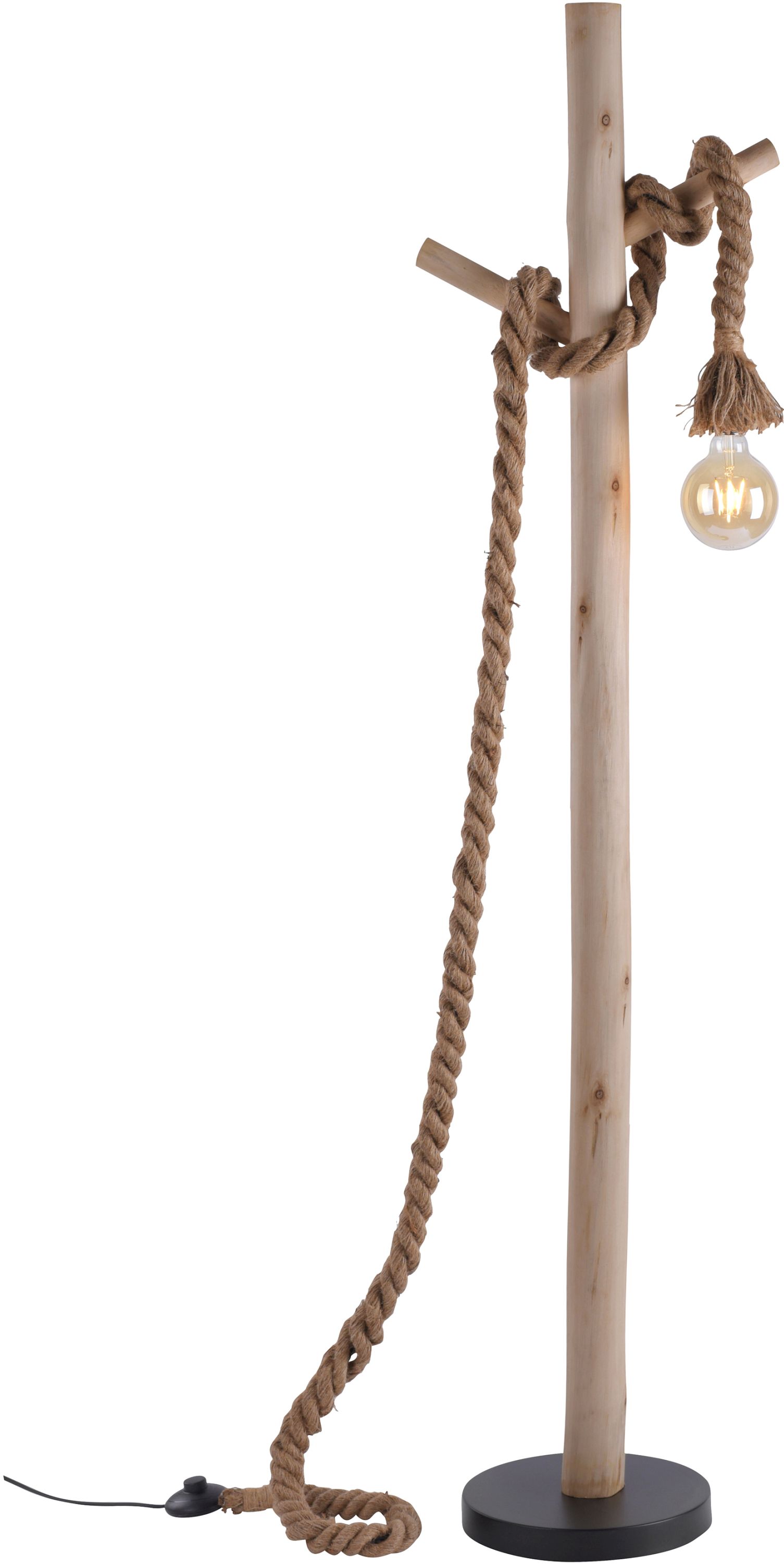 Leuchten Direkt Rope stojaca lampa 1x40 W čierna-drevo-hnedá 15484-18