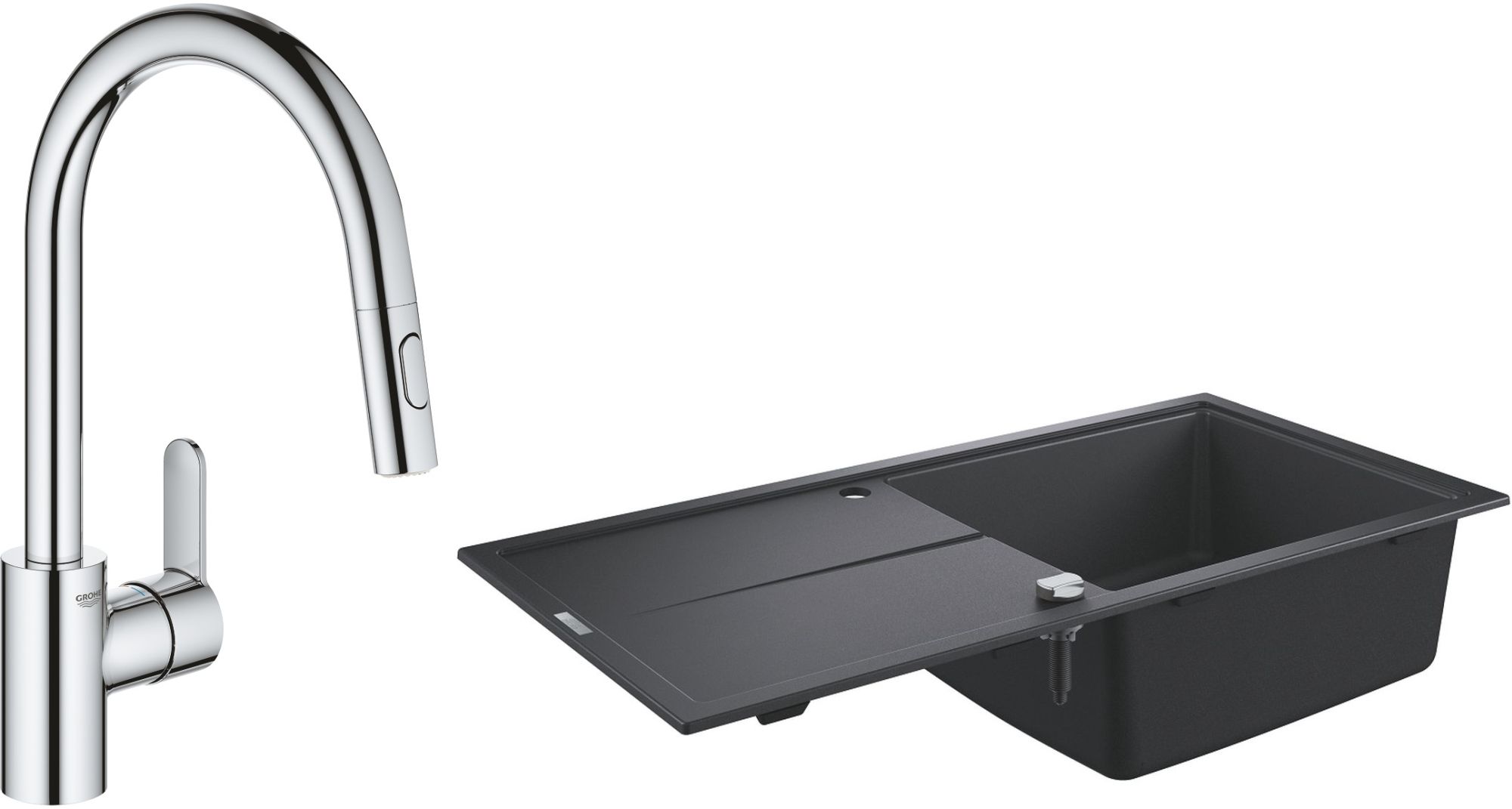 Set granitový drez Grohe K400 31641AP0, kuchynská batéria Grohe Eurostyle Cosmopolitan 31482003