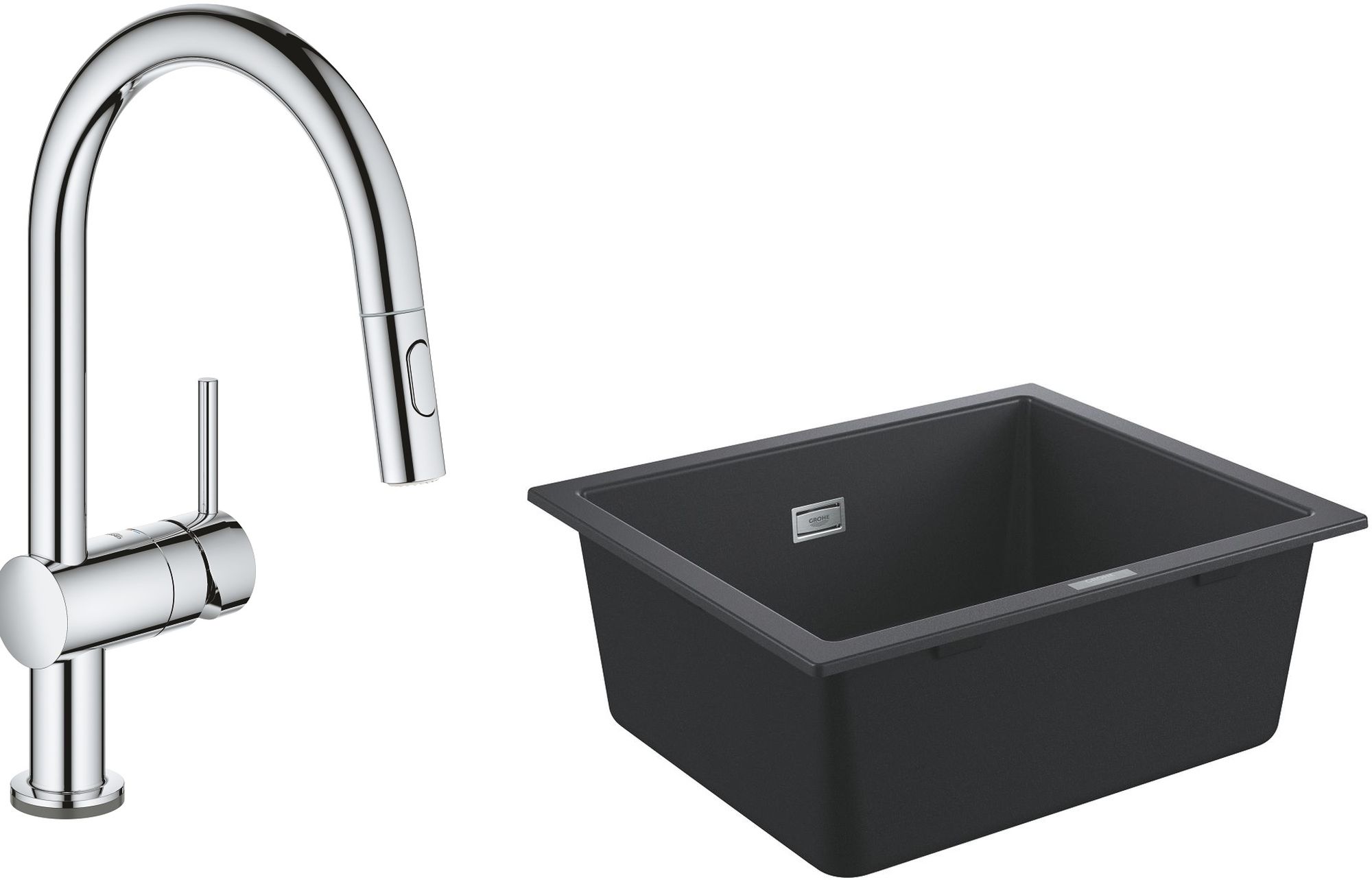 Súprava kuchynská batéria Grohe Minta 31358002, granitový drez Grohe K700 31654AP0