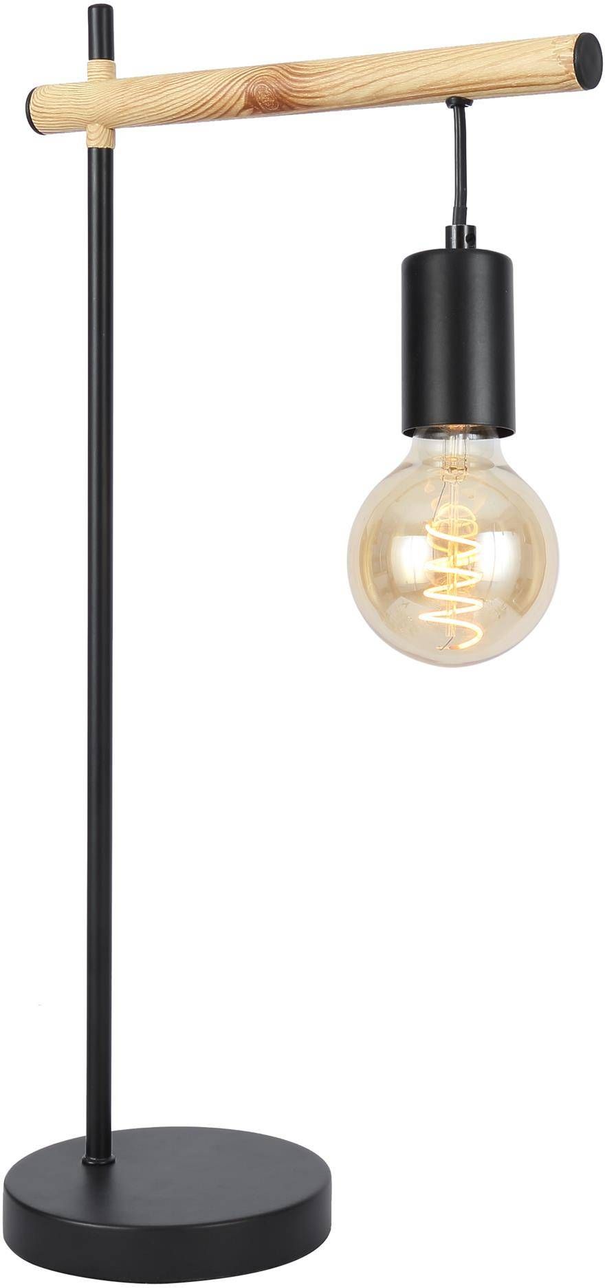 Candellux Izzy stolová lampa 1x60 W čierna-dreva 41-80042