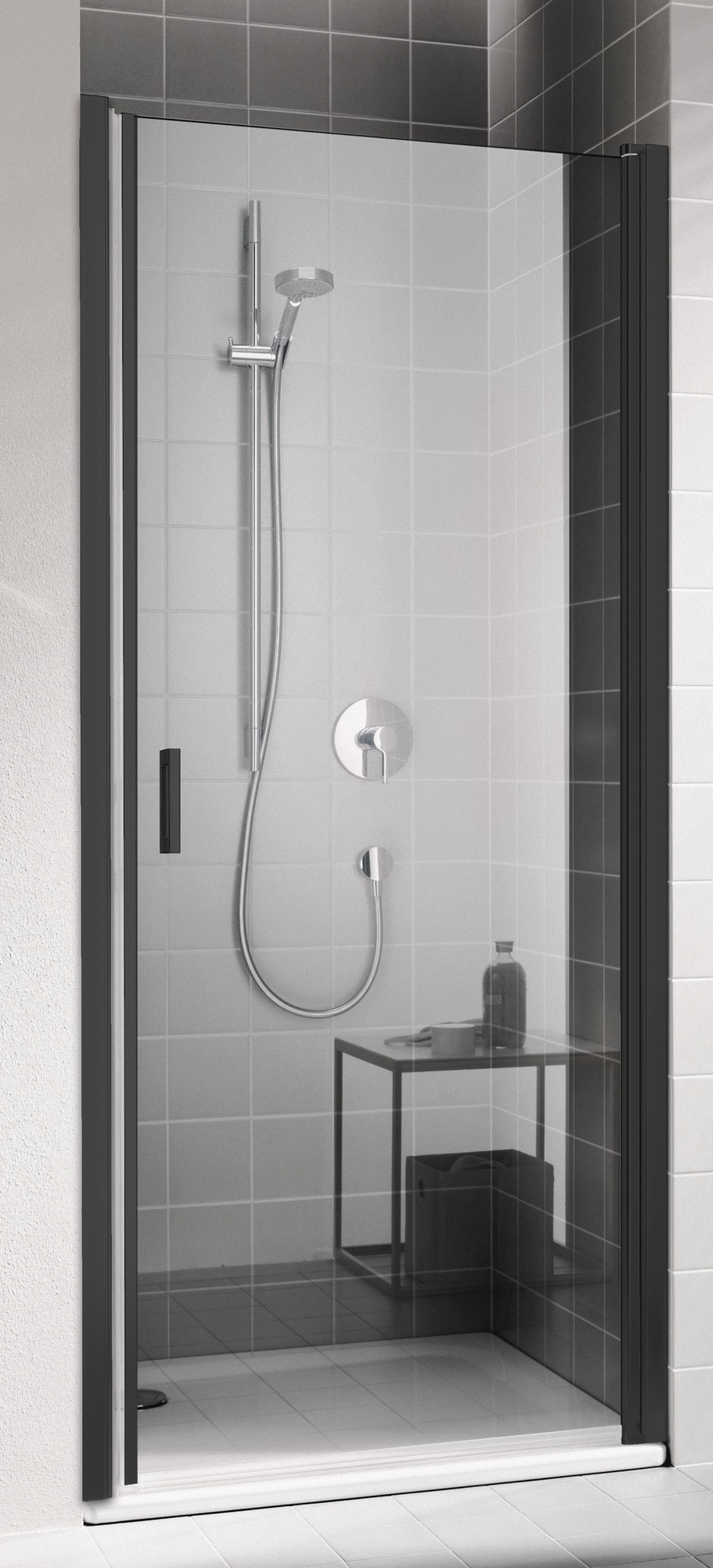 Kermi Cada XS sprchové dvere 100 cm výklopné čierna matná/priehľadné sklo CK1WR100203PK