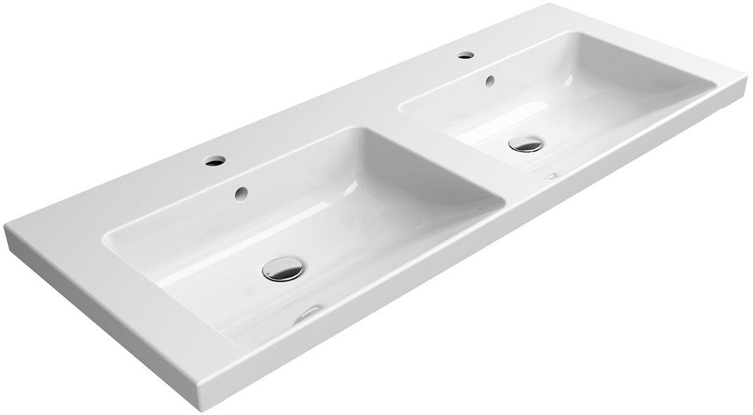 GSI Norm umývadlo 125x50 cm obdĺžnik klasické umývadlo-umývadlo na nábytok-dvojité biela 8627111