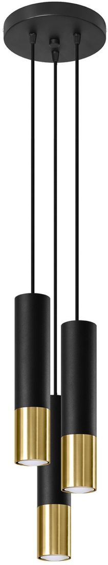 Sollux Lighting Loopez závesné svietidlo 3x40 W čierna-zlatá SL.0955