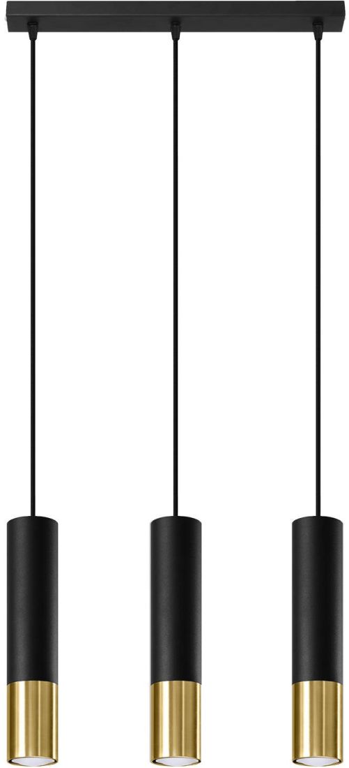 Sollux Lighting Loopez závesné svietidlo 3x40 W čierna-zlatá SL.0954