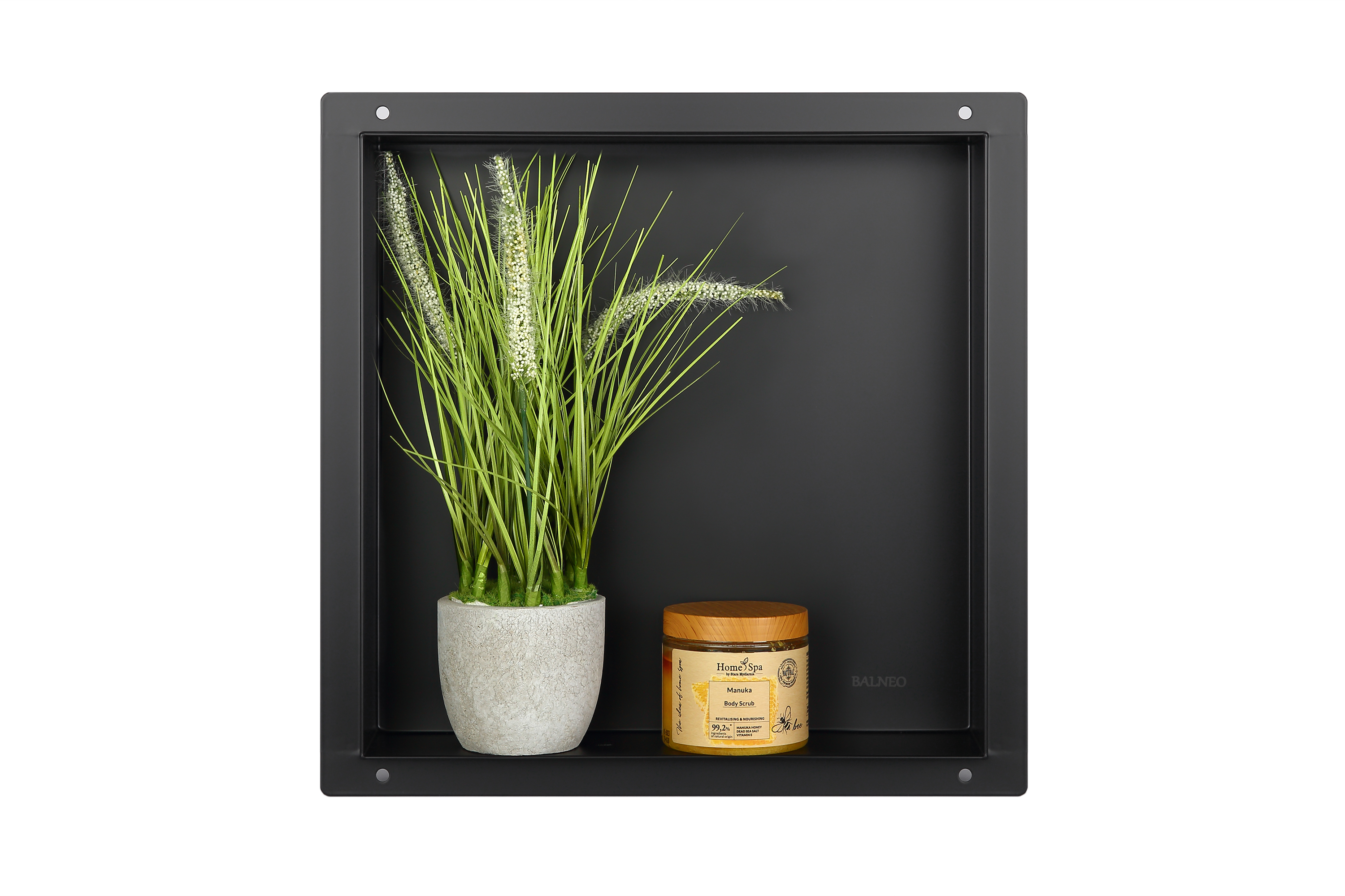 Balneo Wall-Box No Rim Black zapustená polica 30 cm čierna OB-BL2-NR