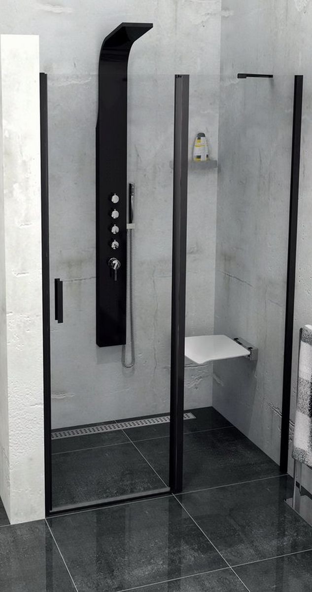 Polysan Zoom Line Black sprchové dvere 110 cm výklopné čierna matná/priehľadné sklo ZL1311B