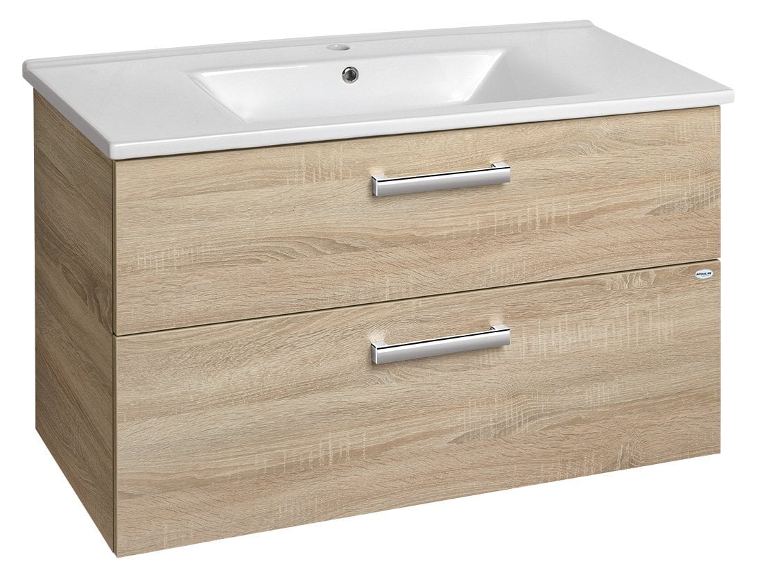 Aqualine Vega skrinka 97x43.6x60 cm závesná kúpeľňová skrinka pod umývadlo dub VG903