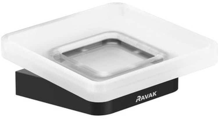 Ravak 10° mydlovnička nástenné čierna-biela X07P556