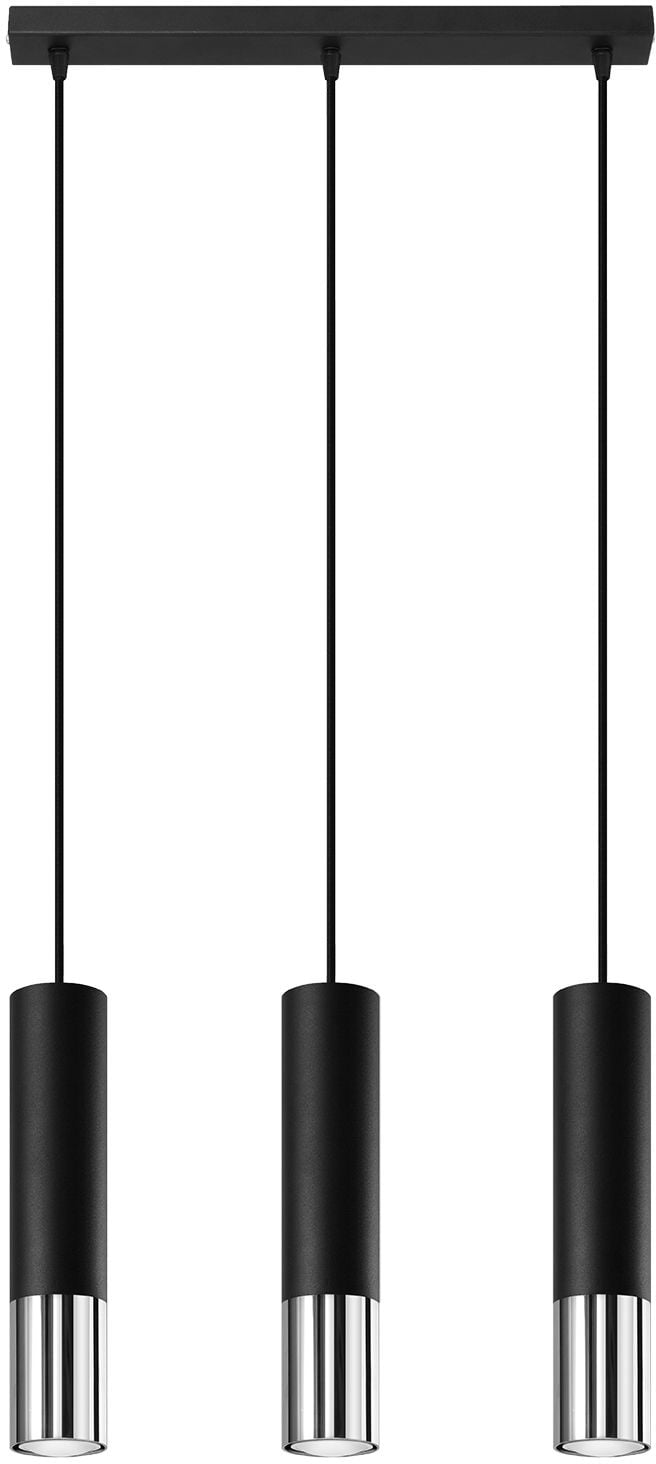 Sollux Lighting Loopez závesné svietidlo 3x40 W čierna-chrómová SL.0942
