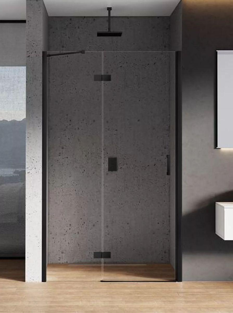 New Trendy New Renoma Black sprchové dvere 120 cm výklopné čierna matná/priehľadné sklo D-0199A