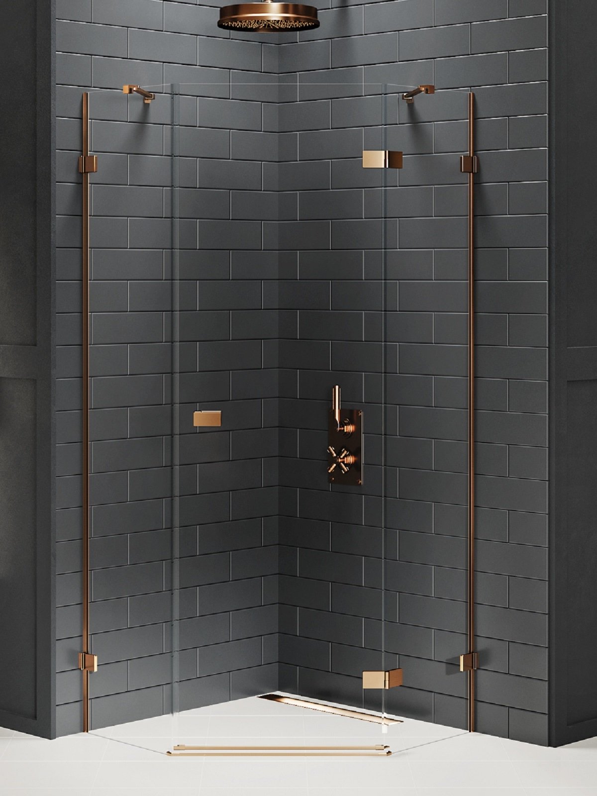 New Trendy Avexa Copper Brushed sprchovací kút 80x80 cm medená brúsené/priehľadné sklo EXK-3819