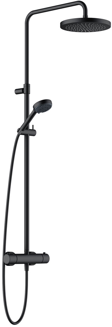 Kludi Logo Neo sprchová súprava nástenná s termostatom s dažďovou sprchou čierna 6808239-00
