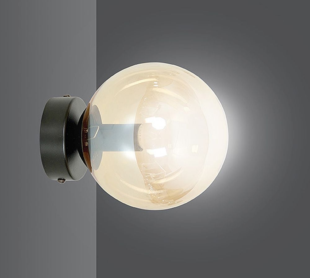 Emibig Rossi nástenná lampa 1x40 W čierna-jantárová 876/K1