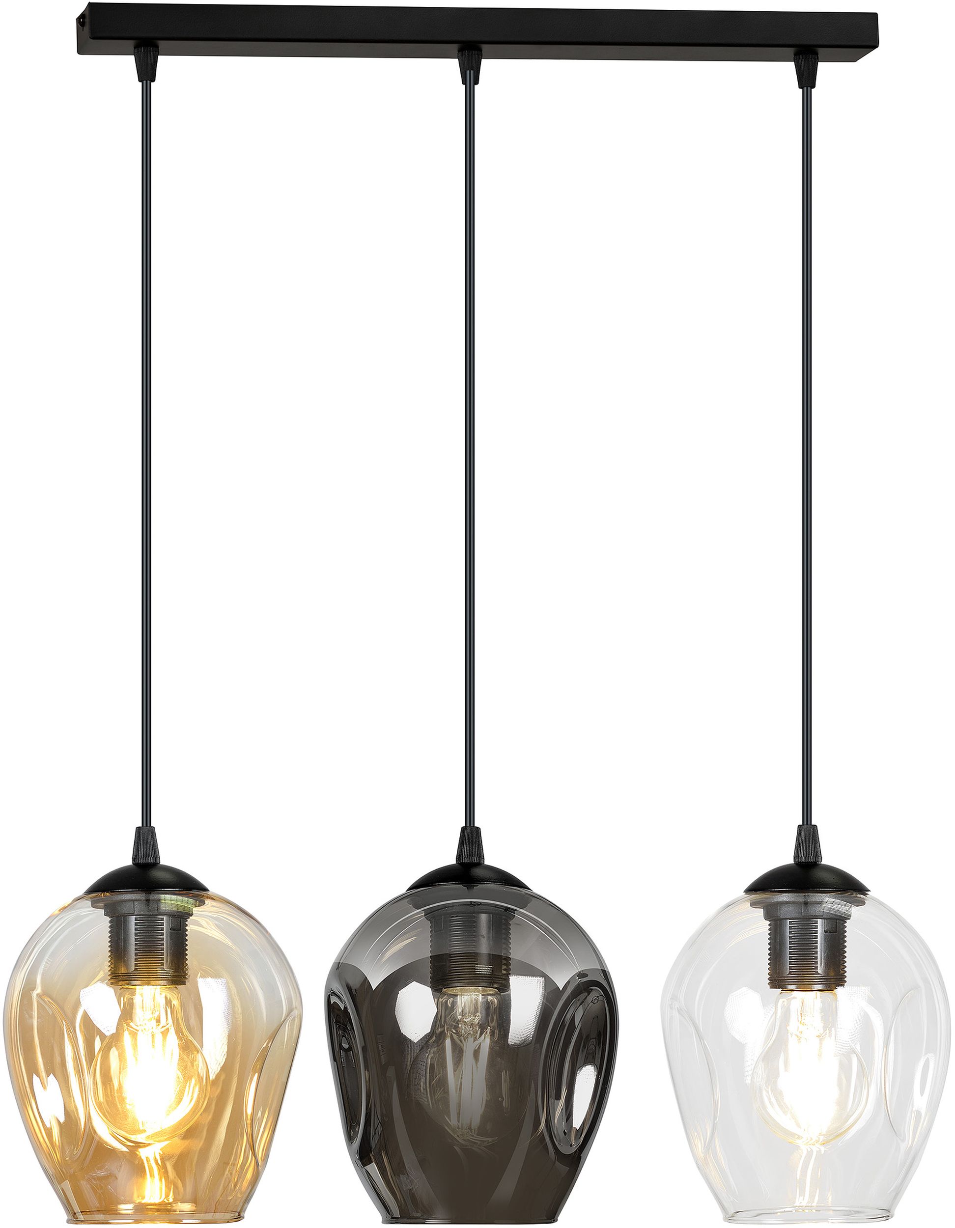 Emibig Istar závesné svietidlo 3x15 W čierna-priehľadná-jantárová-grafitová 678/3