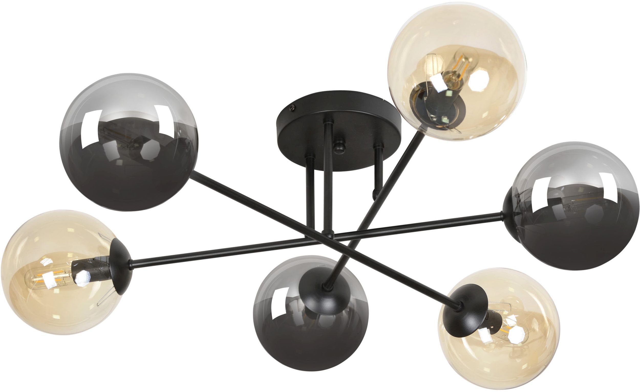 Emibig Brendi stropné svietidlo 6x10 W čierna-jantárová-grafitová 834/6B3