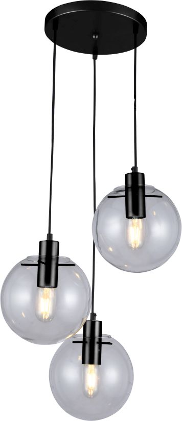 Light Prestige Puerto závesné svietidlo 3x40 W čierna-priehľadná LP-004/3PBK