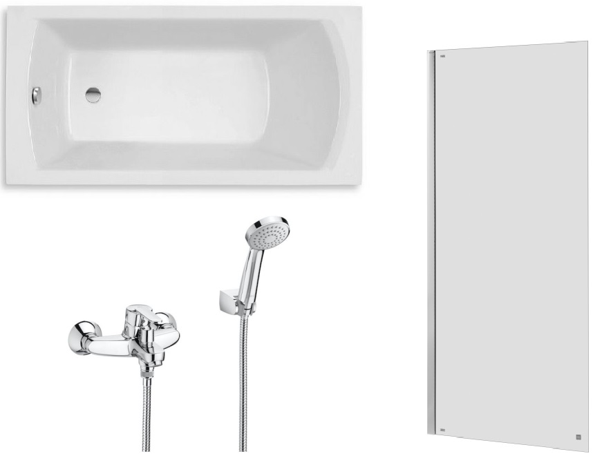 Set obdĺžniková vaňa Roca Linea Slim A248544000, vaňová zástena Roca Capital AM4008512M, A5A0125C02