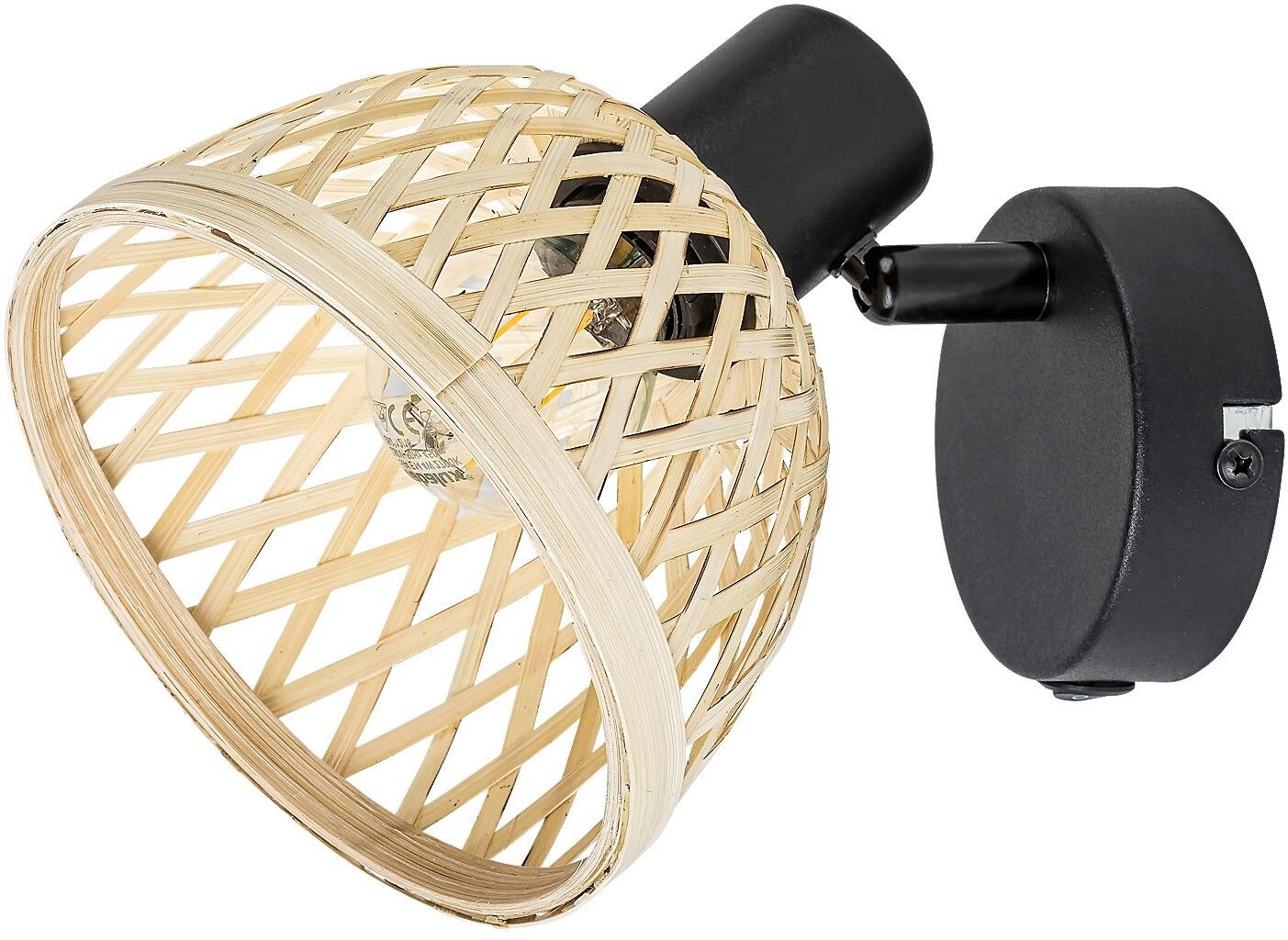 Rabalux Rattan nástenná lampa 1x15 W čierna-béžová 3133