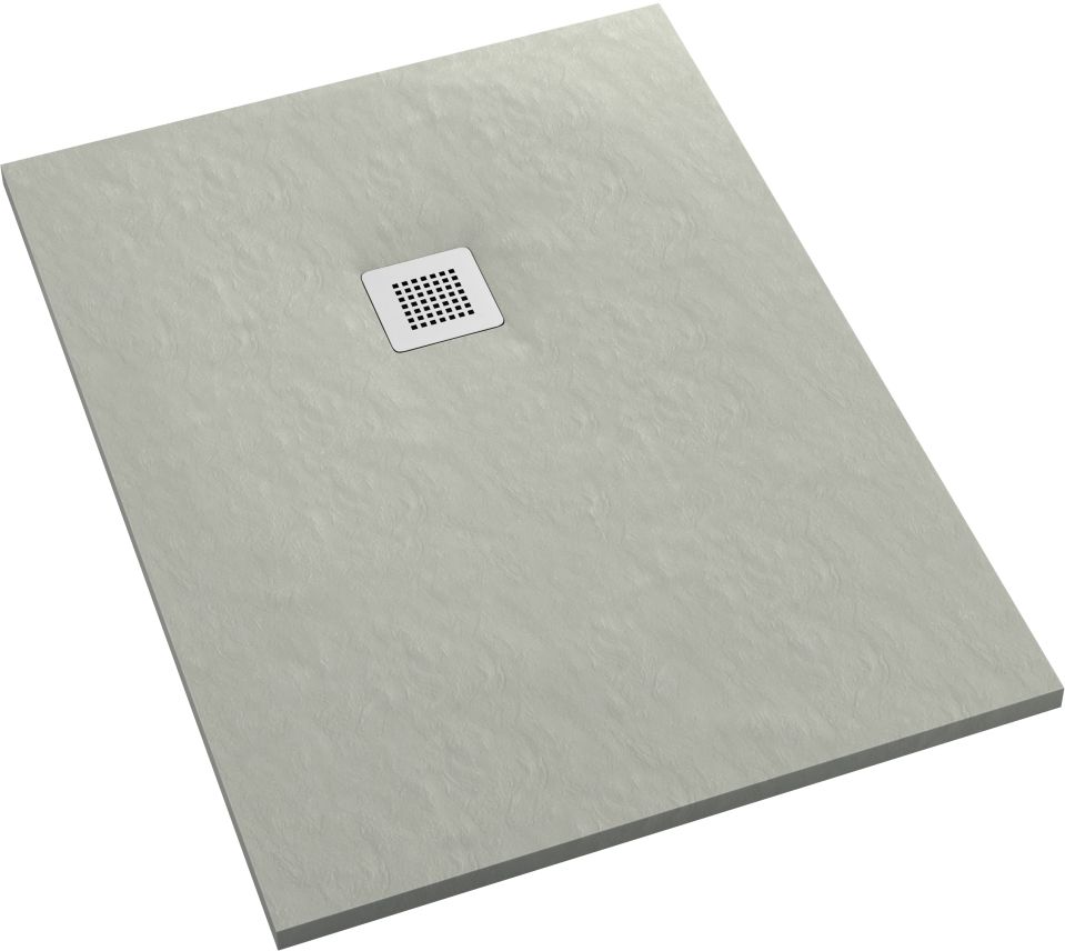 Schedpol Kalait Cement Stone obdĺžniková sprchová vanička + zástena 90x80 cm cementová 3.3155/CT/ST-M2