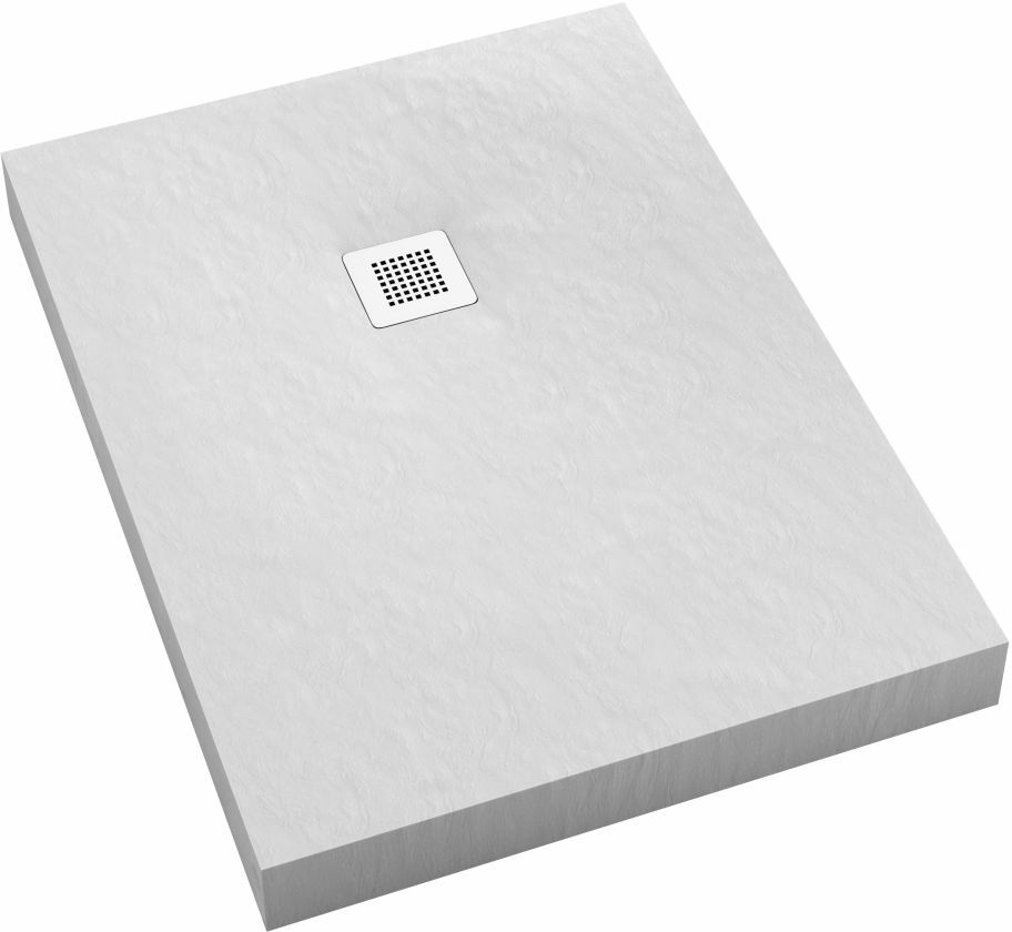 Schedpol New Horizons White Stone obdĺžniková sprchová vanička + mriežka 90x80 cm biela 3.3355/B/ST-M2