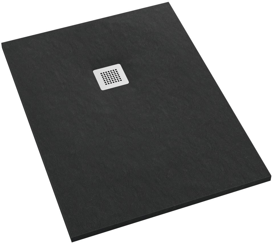 Schedpol Kalait Black Stone obdĺžniková sprchová vanička + mriežka 90x70 cm čierna 3.3133/C/ST-M2